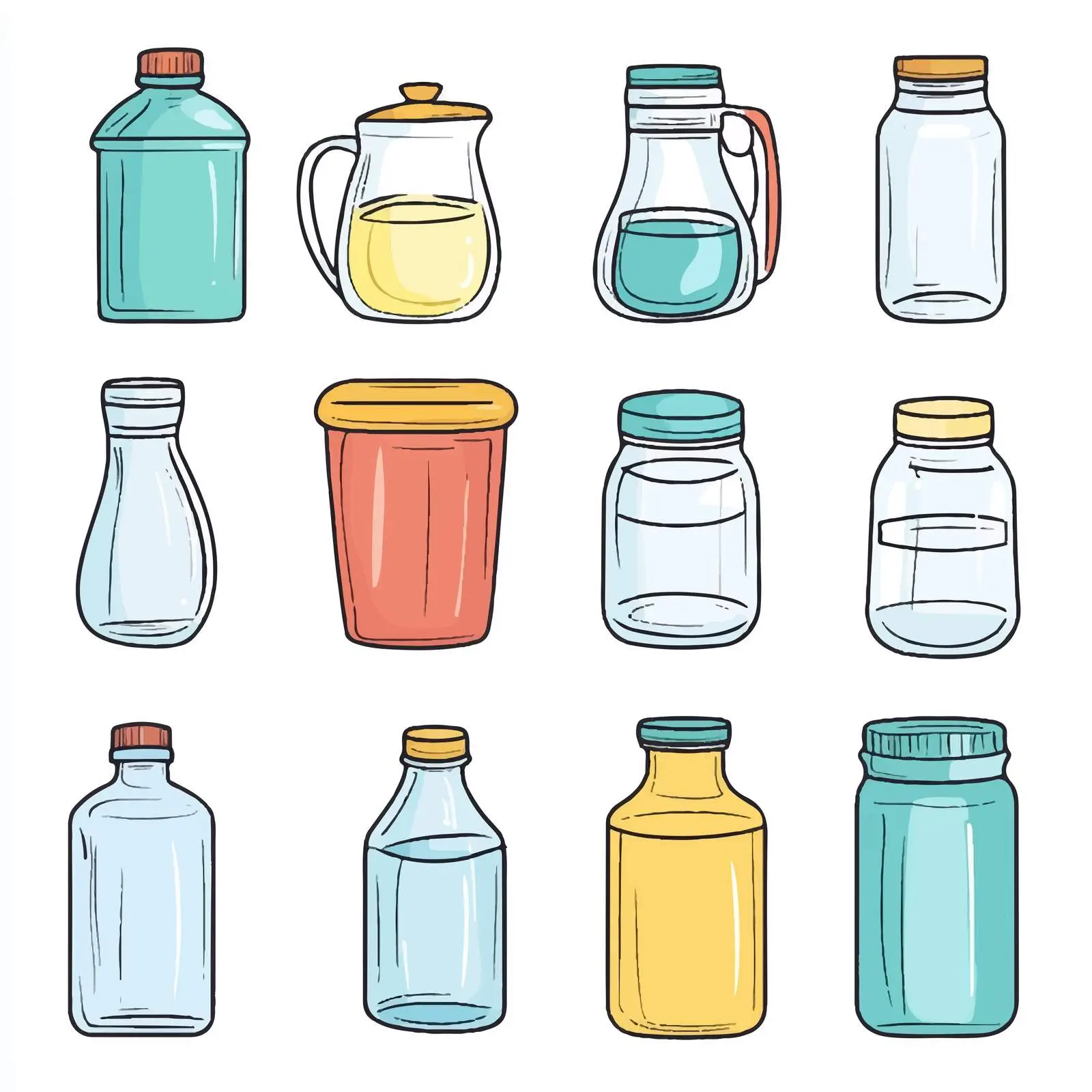 Cartoon Water Container Icons Set — free download from Dotvec
