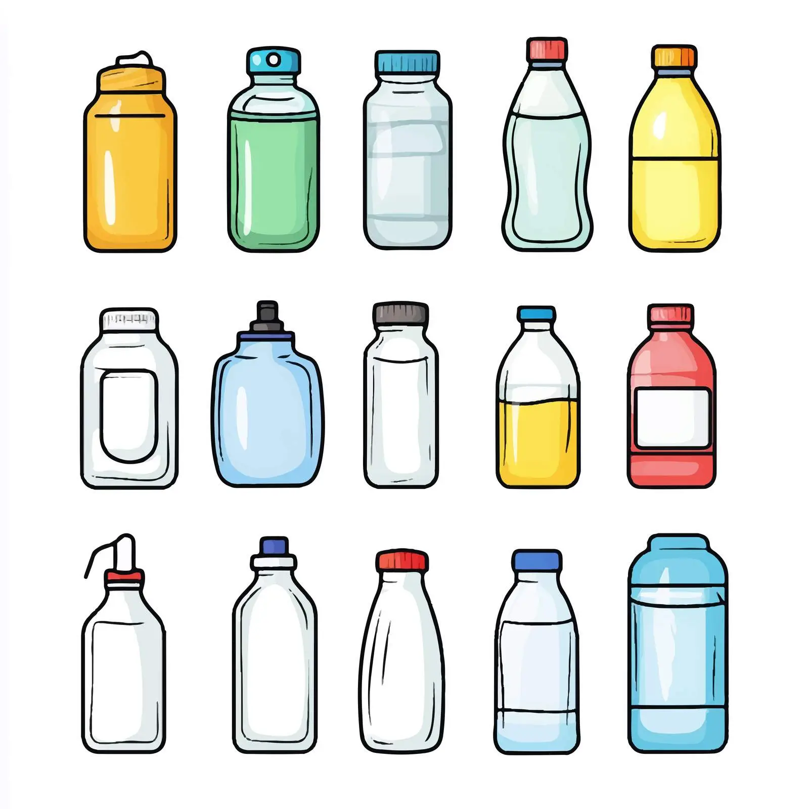 Cartoon Vector Water Container Icons Set — free download from Dotvec