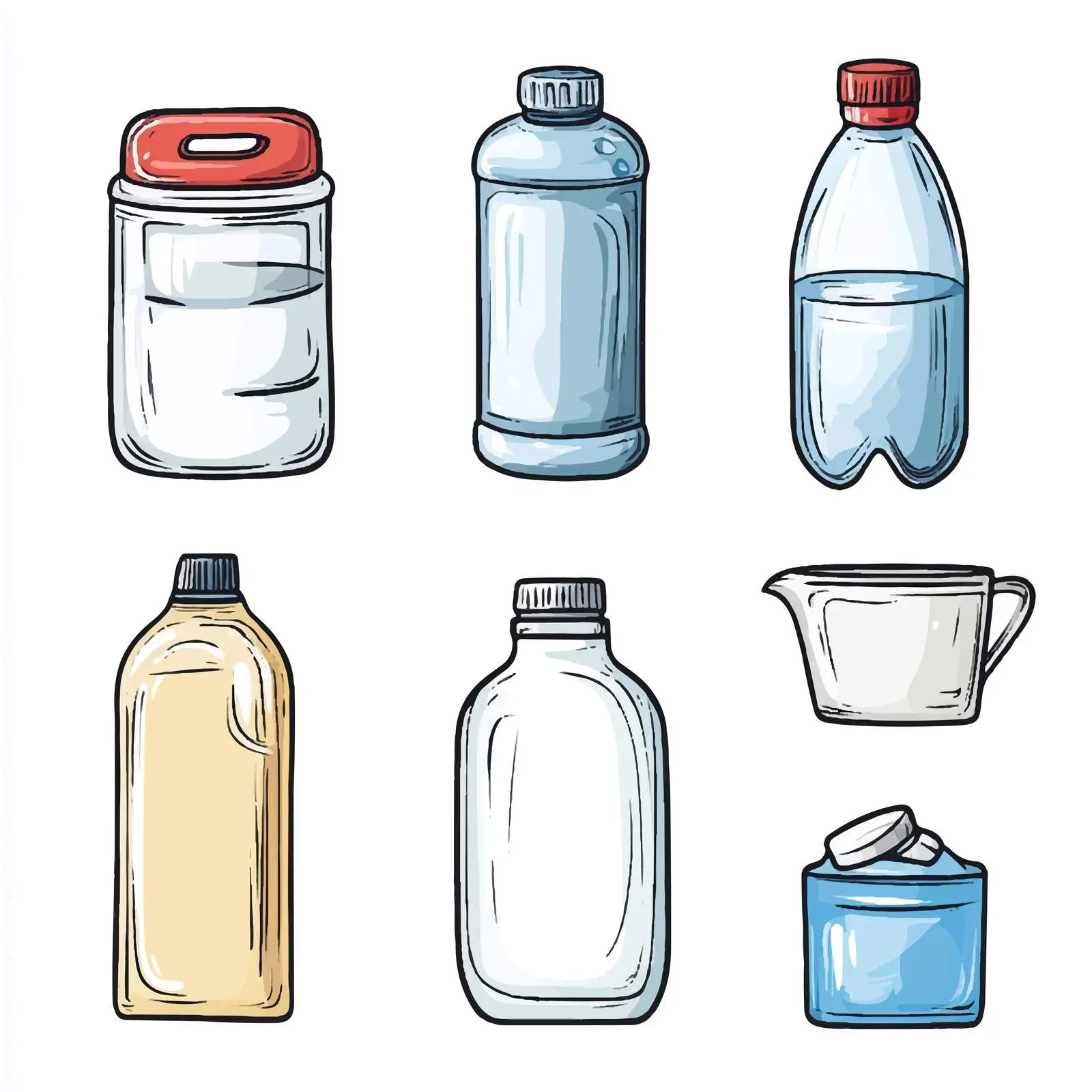 Cartoon Water Container Icons Vector Set — free download from Dotvec