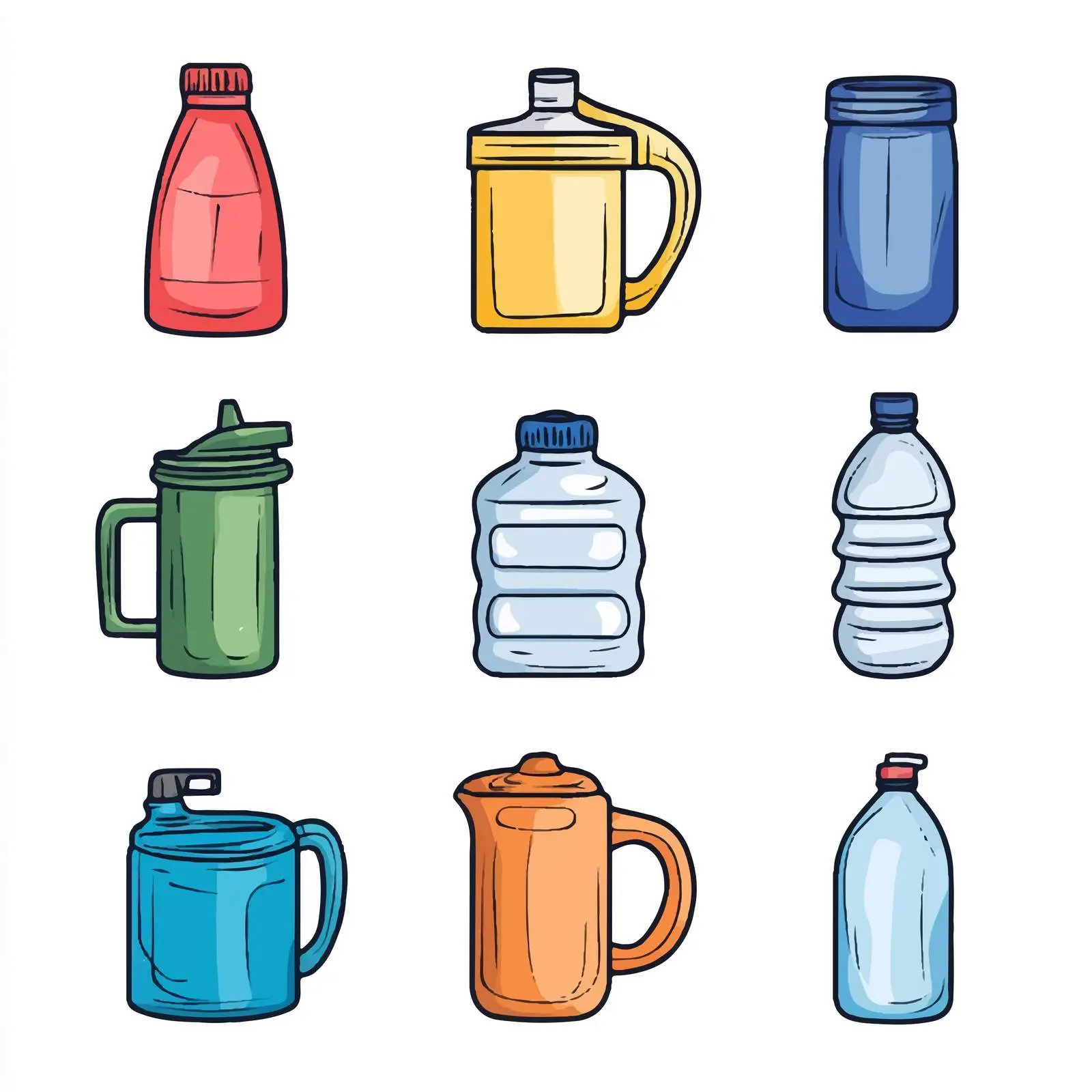Cartoon Water Container Vector Icons Set — free download from Dotvec