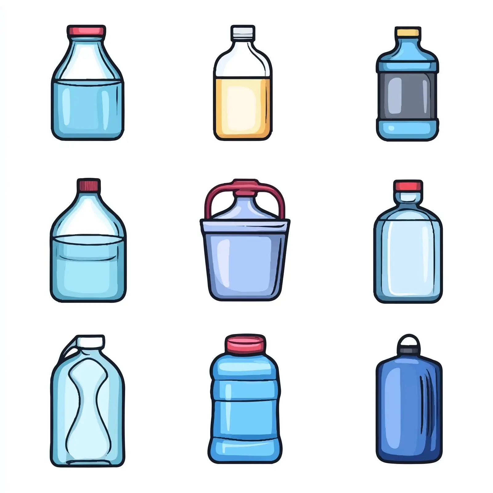 Cartoon Vector Water Container Icons Set — free download from Dotvec