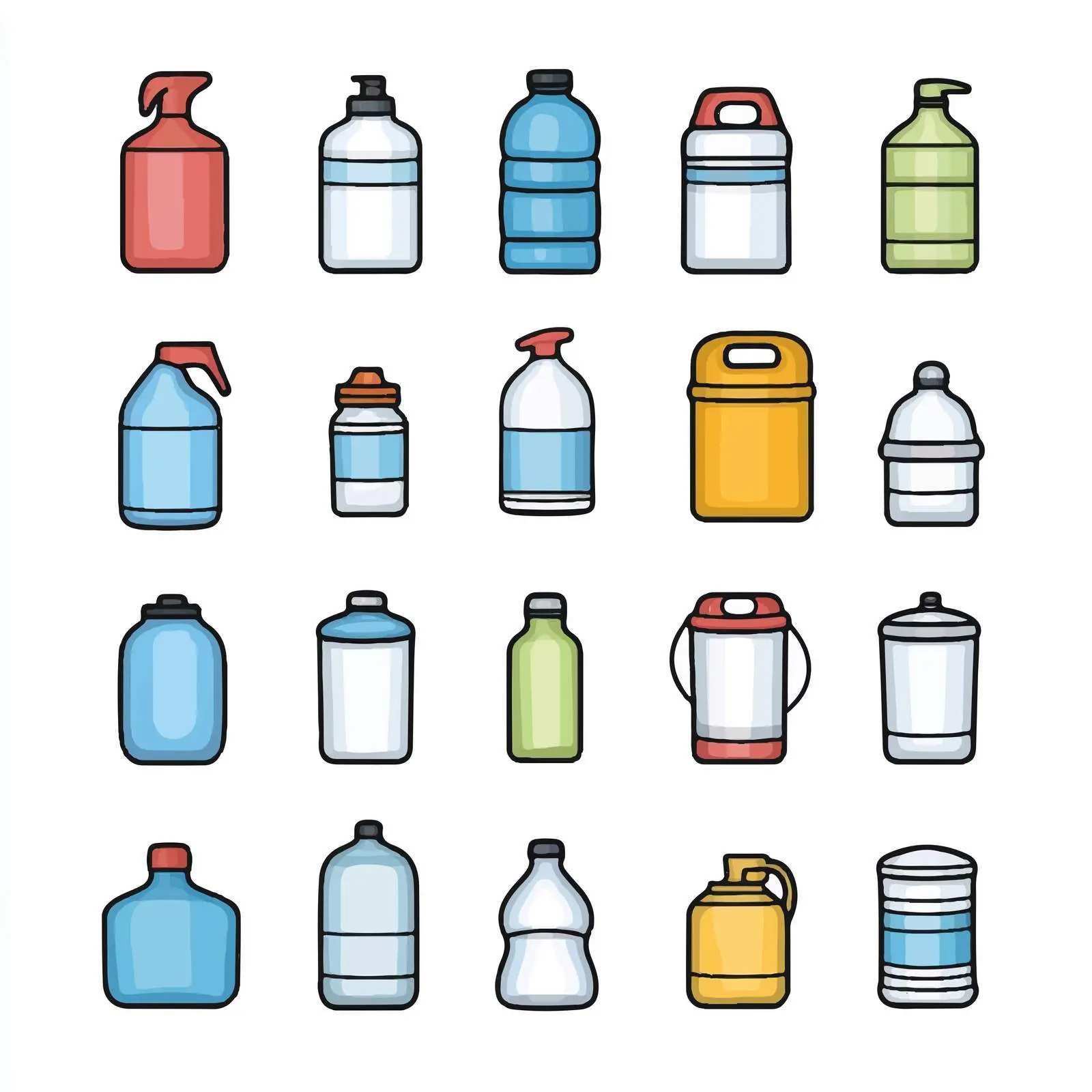 Cartoon Water Container Icon Set — free download from Dotvec