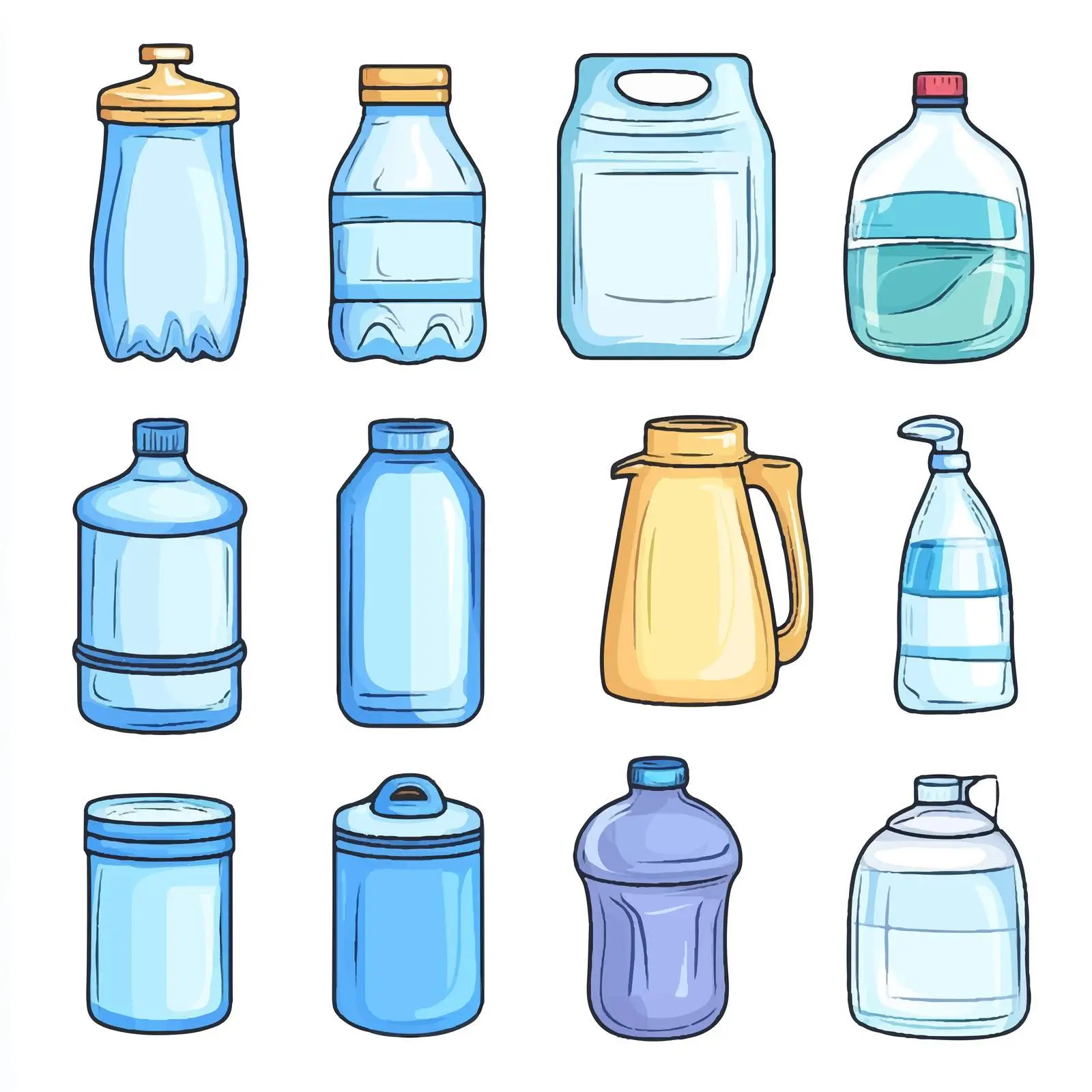 Cartoon Water Container Icon Set — free download from Dotvec