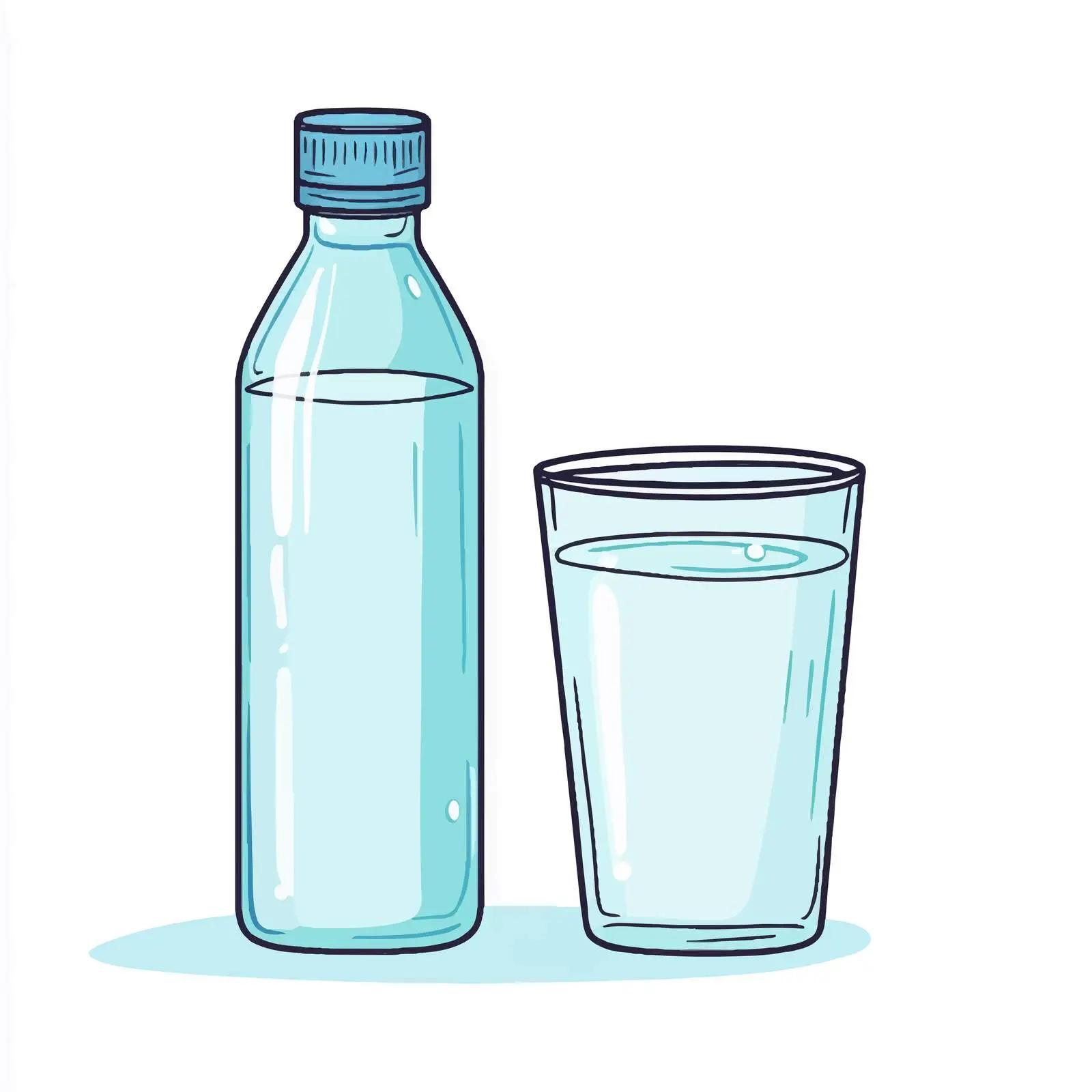 Cartoon Water Glass and Bottle Vector Illustration — free download from Dotvec