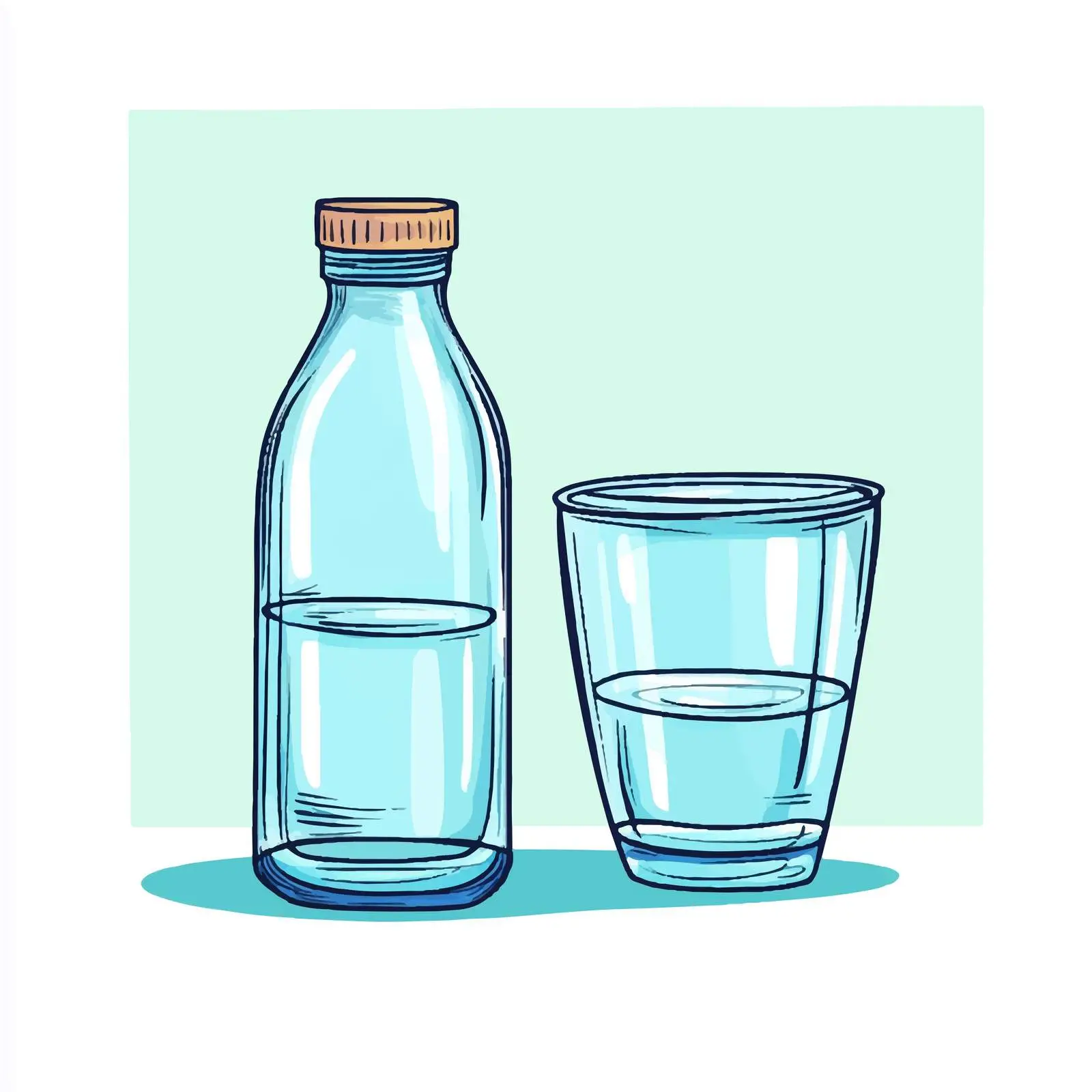 Cartoon Vector of Water Glass and Bottle — free download from Dotvec