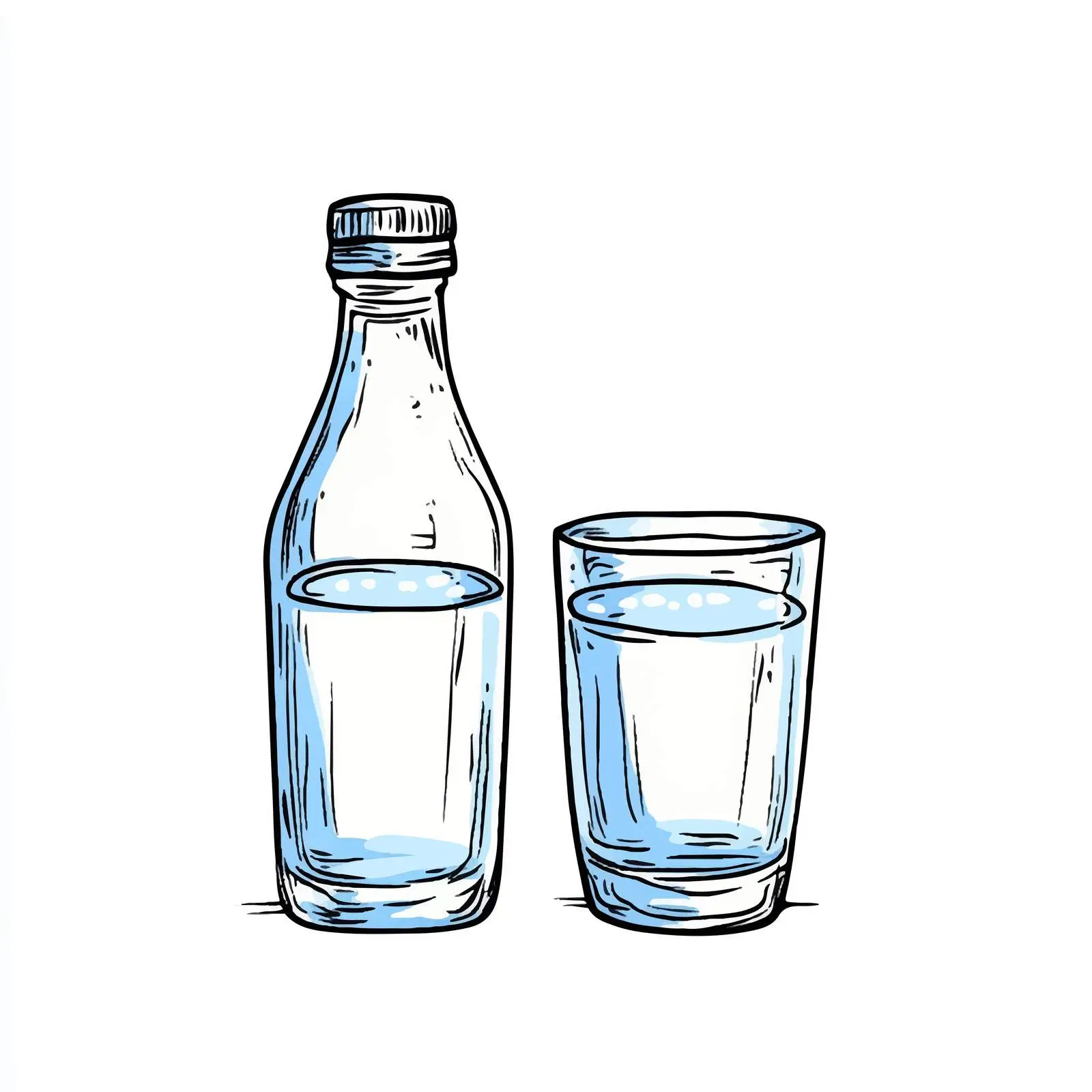 Cartoon Vector of Water Glass and Bottle — free download from Dotvec
