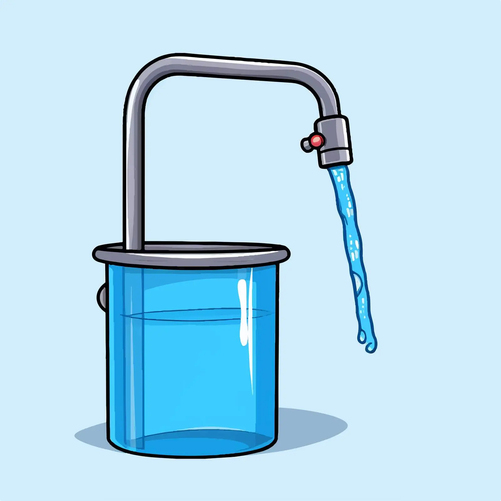 Cartoon Style Hot and Cold Water Tap with Bucket — free download from Dotvec