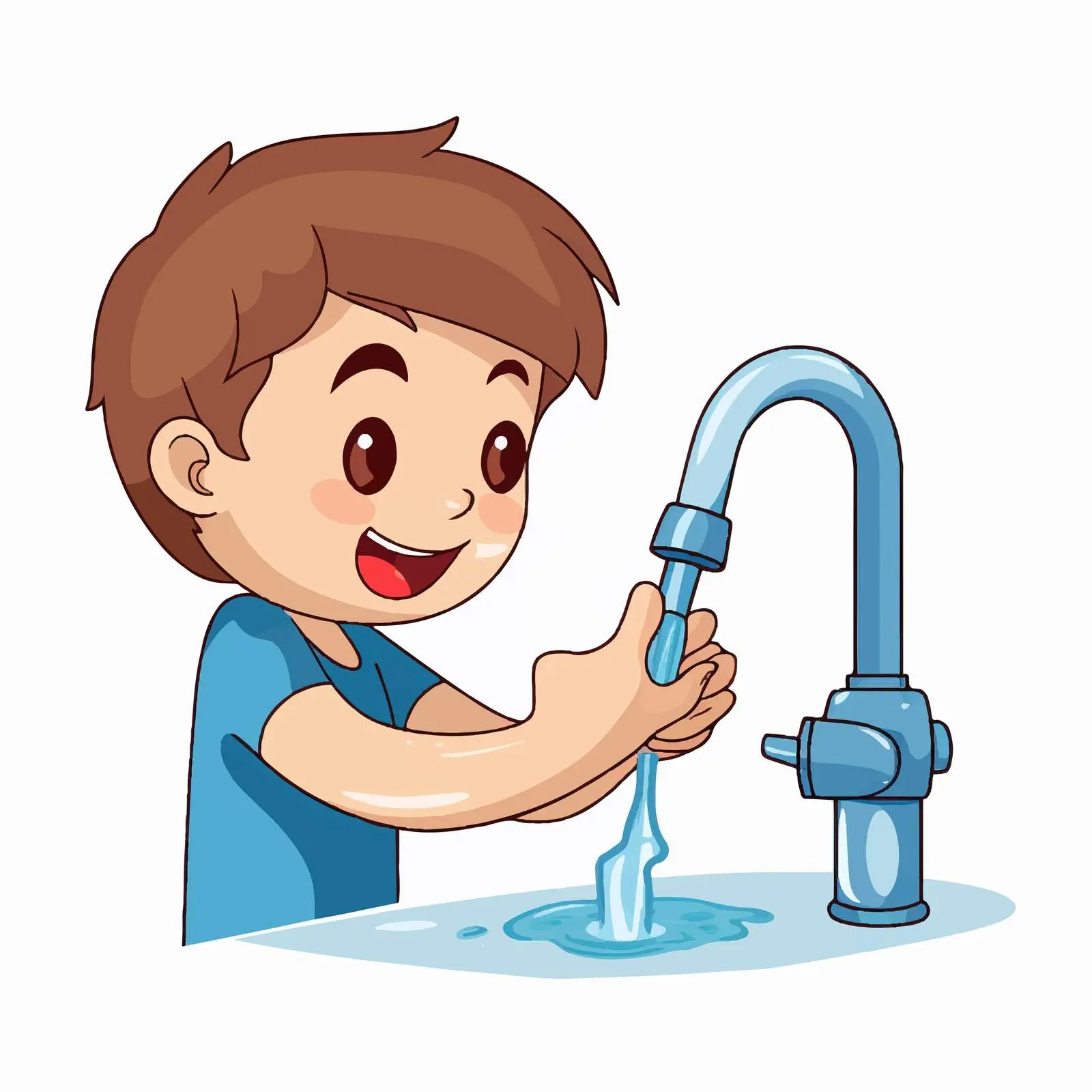 Cartoon Water Tap with Hot and Cold Bucket – free animated design image from Dotvec