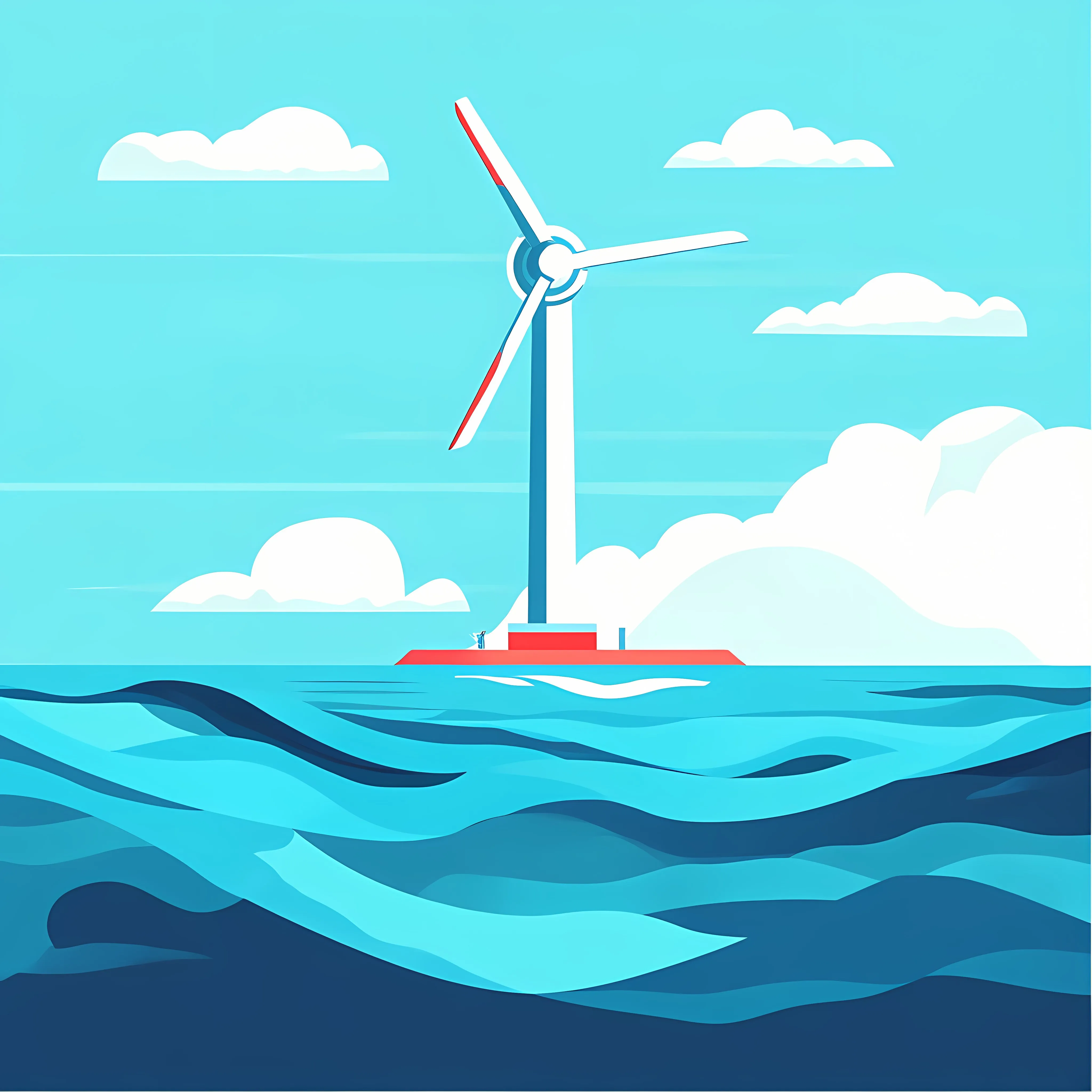 Ocean Water Turbine Renewable Energy Illustration — free download from Dotvec
