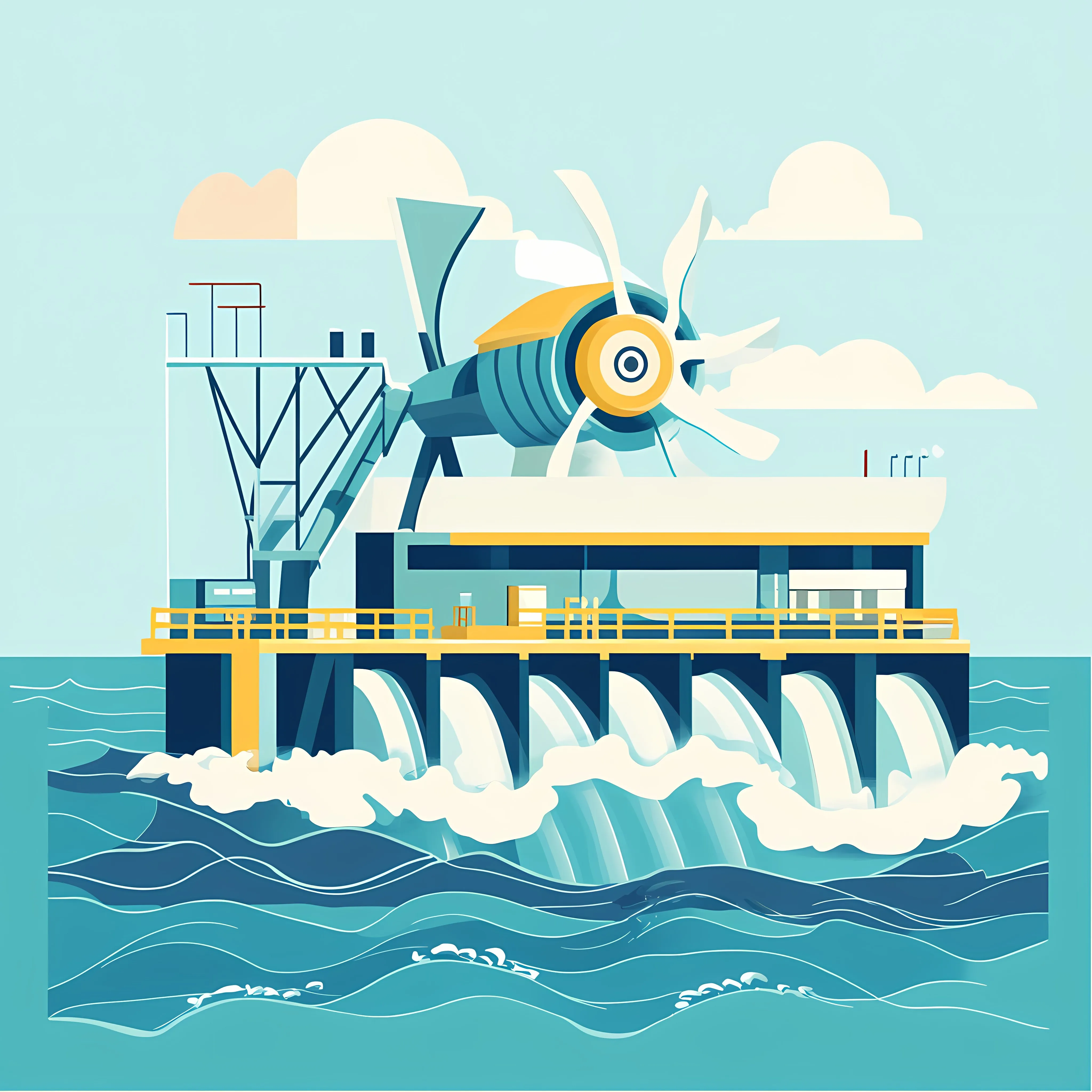 Ocean Water Turbine Renewable Energy Illustration – free eco technology image from Dotvec