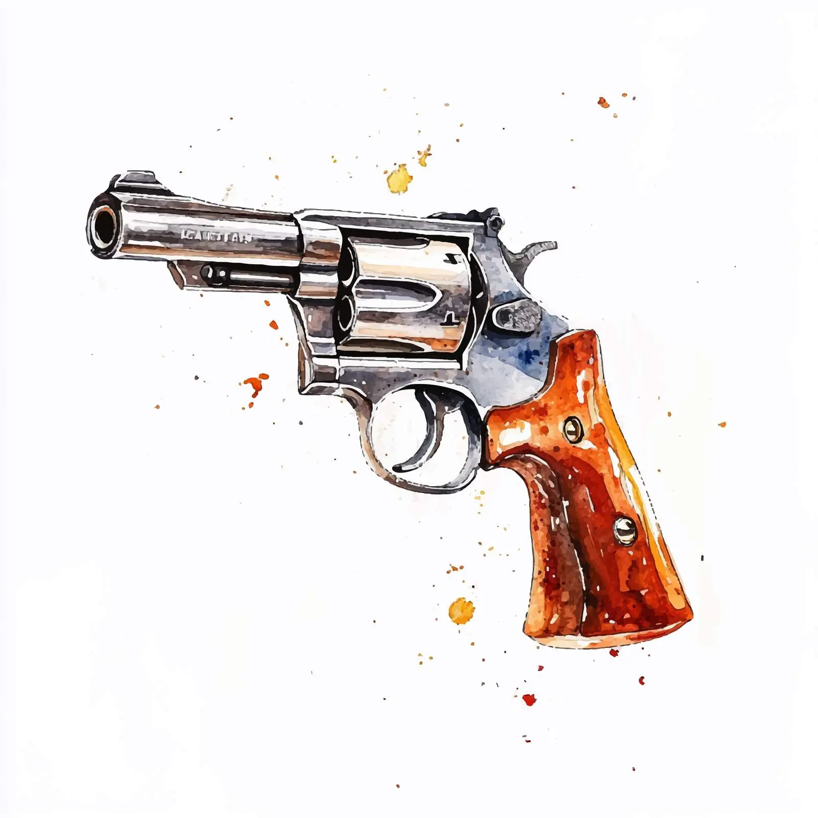 Watercolor American Revolver Gun Illustration — free download from Dotvec