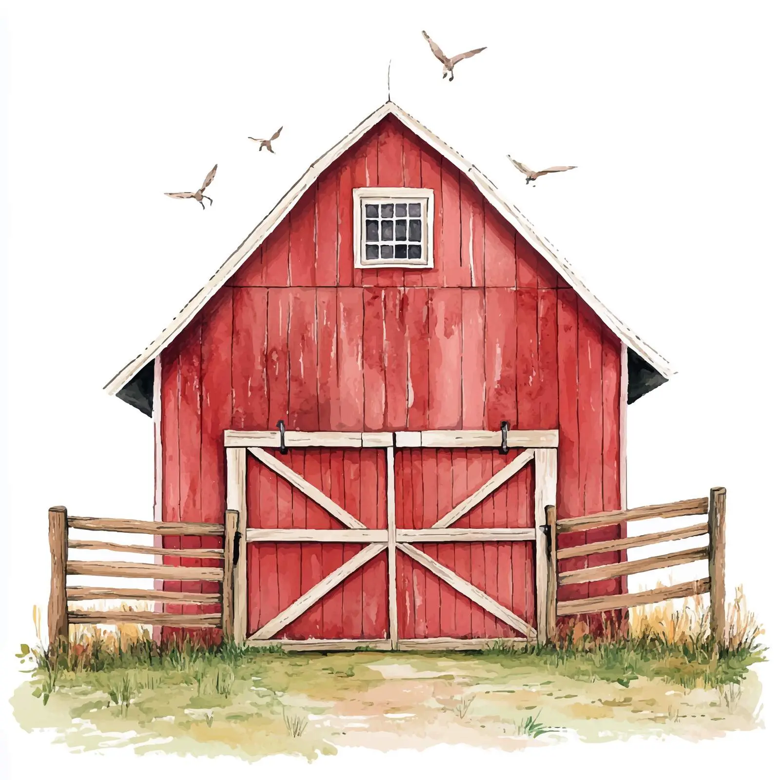 Red Barn Watercolor Clipart for Farm Designs — free download from Dotvec