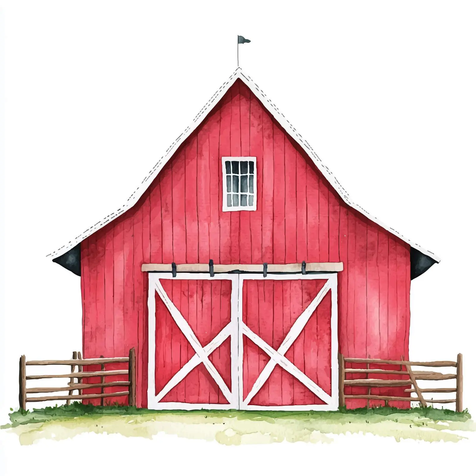 Red Barn Watercolor Clipart for Farm Themes – free southern image from Dotvec