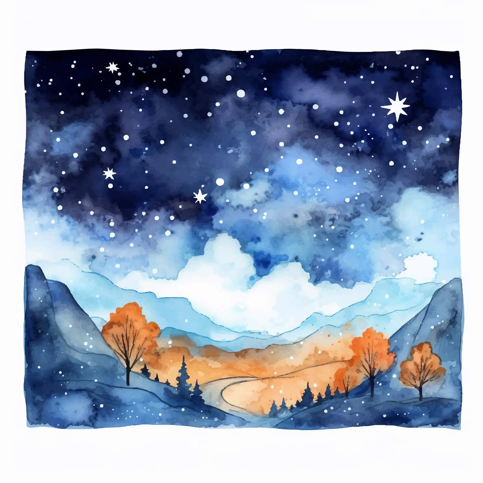 Watercolor Starry Sky Landscape for Black Friday Sale — free download from Dotvec
