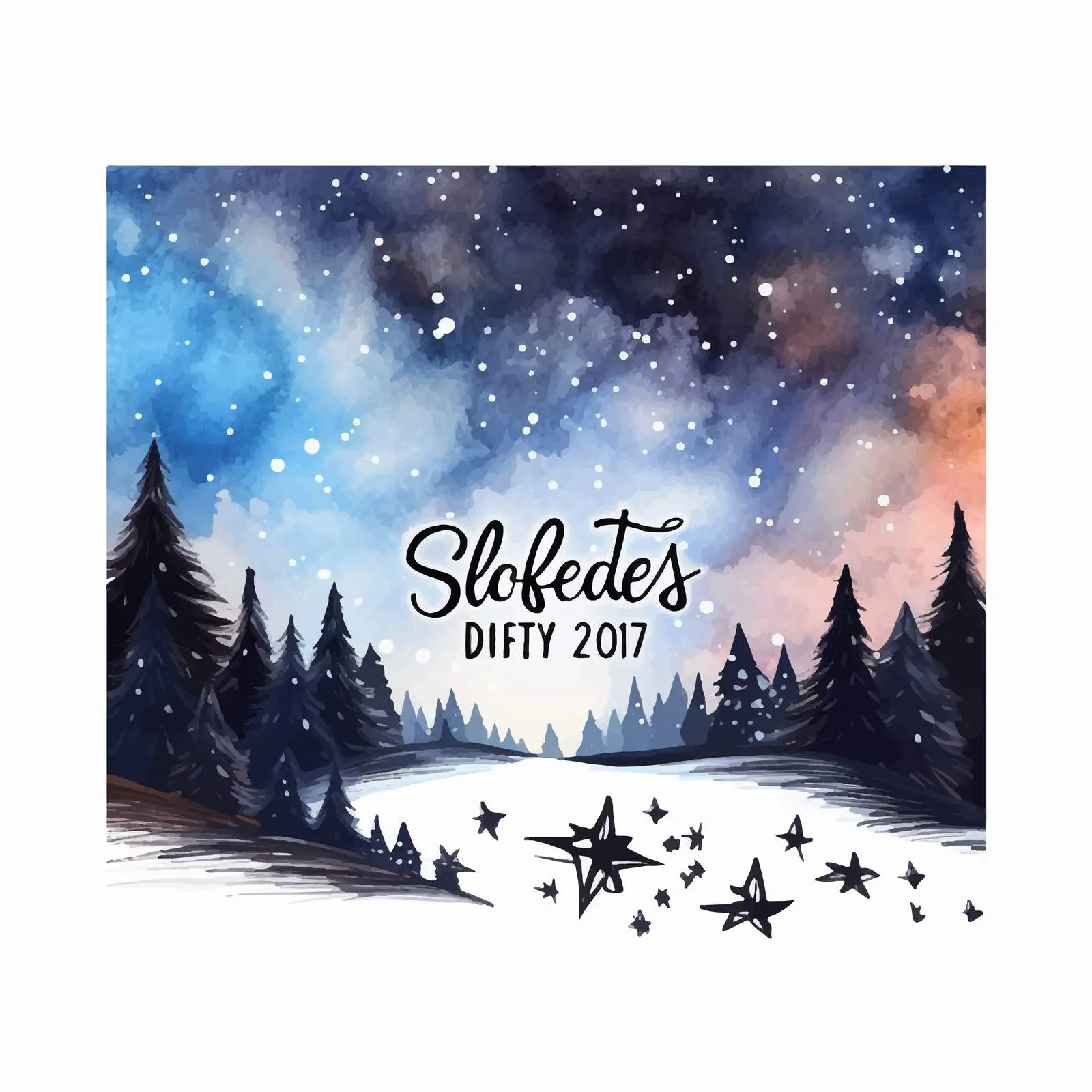 Starry Sky Landscape Watercolor Black Friday Sale – free friday image from Dotvec