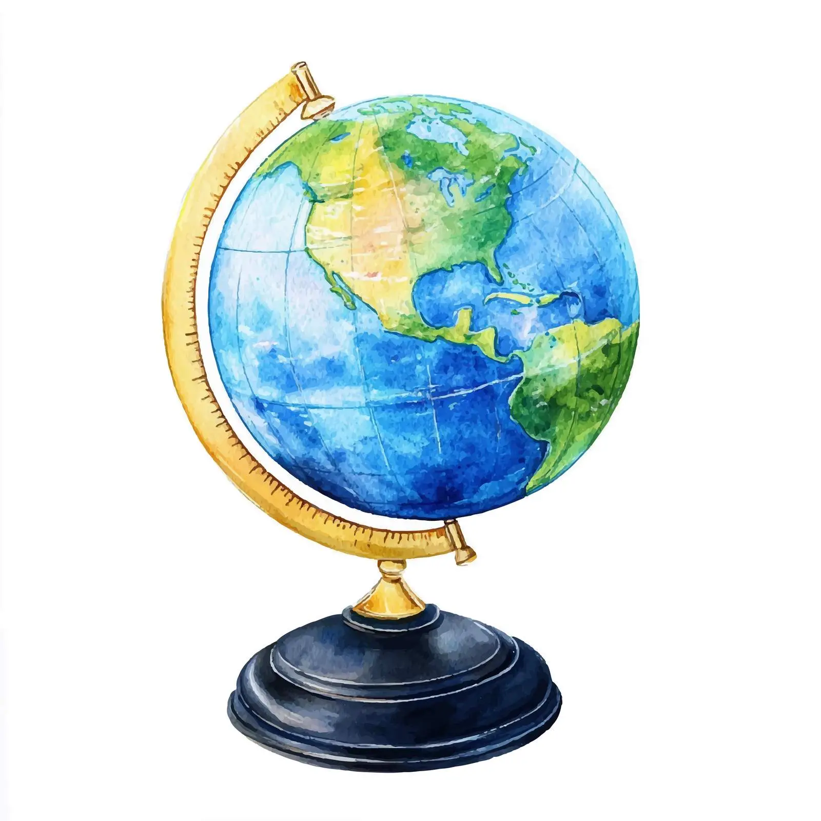Watercolor Globe in Blue and Green — free download from Dotvec