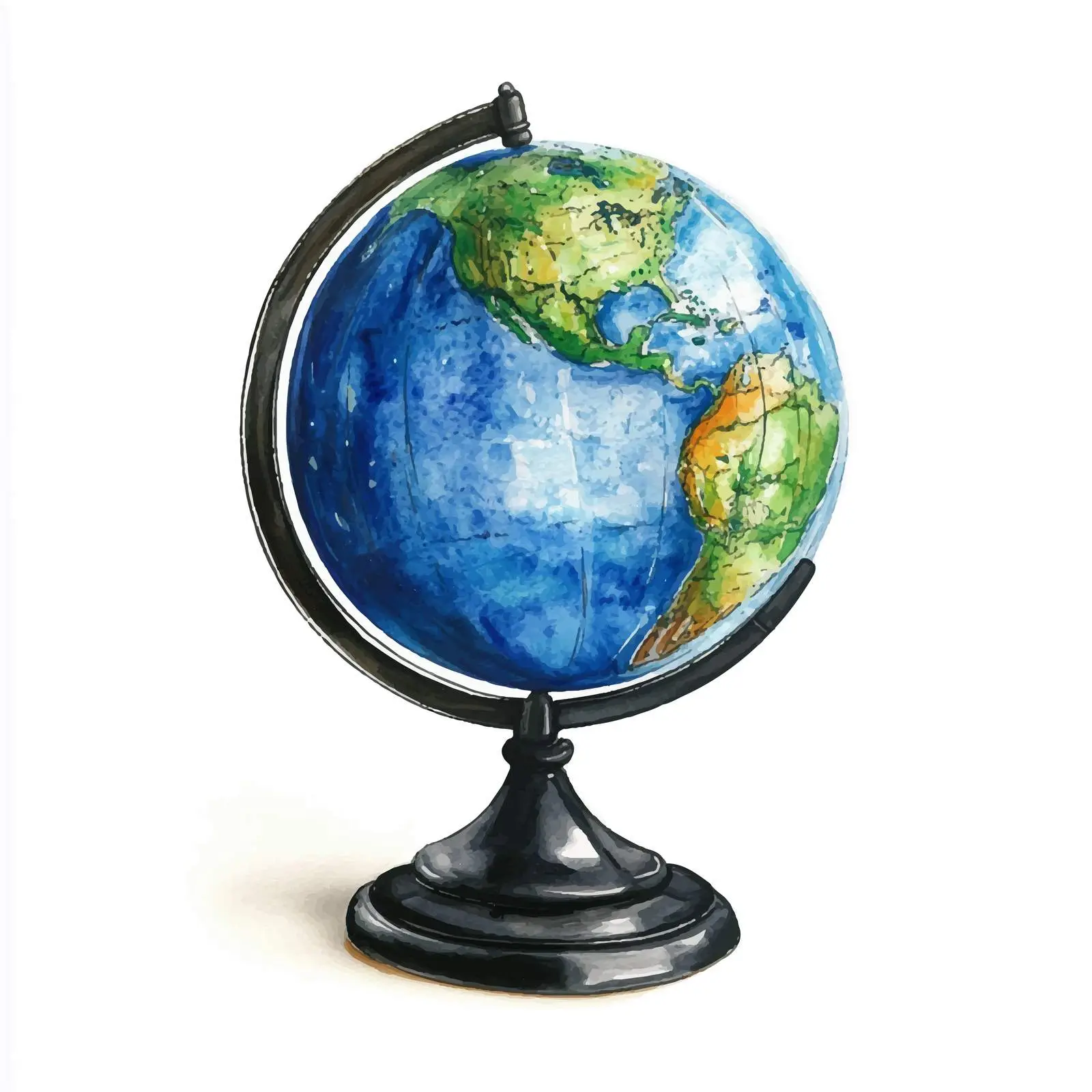 Watercolor Globe on Black Base — free download from Dotvec