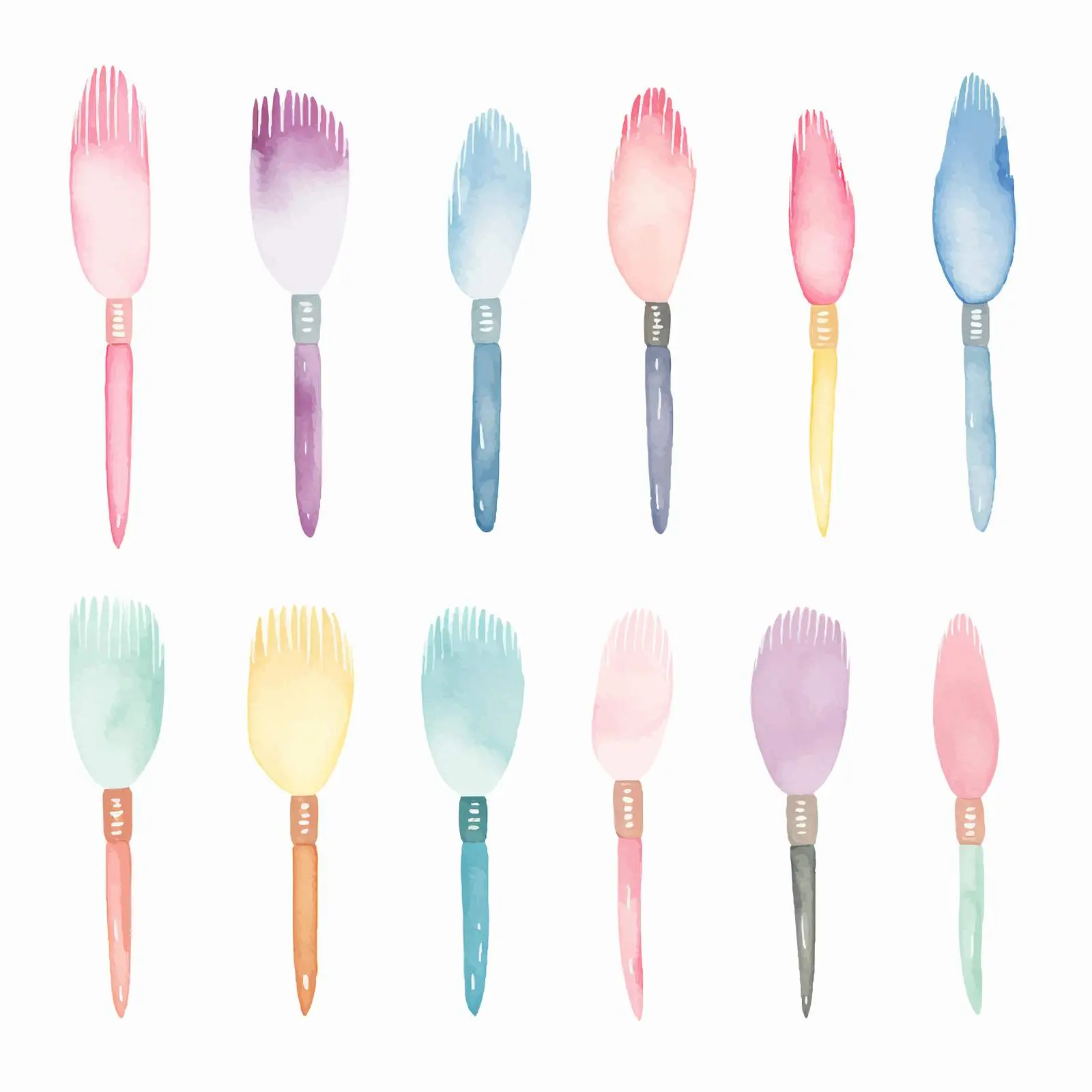 Pastel Watercolor Brush Shapes Vector Graphics — free download from Dotvec