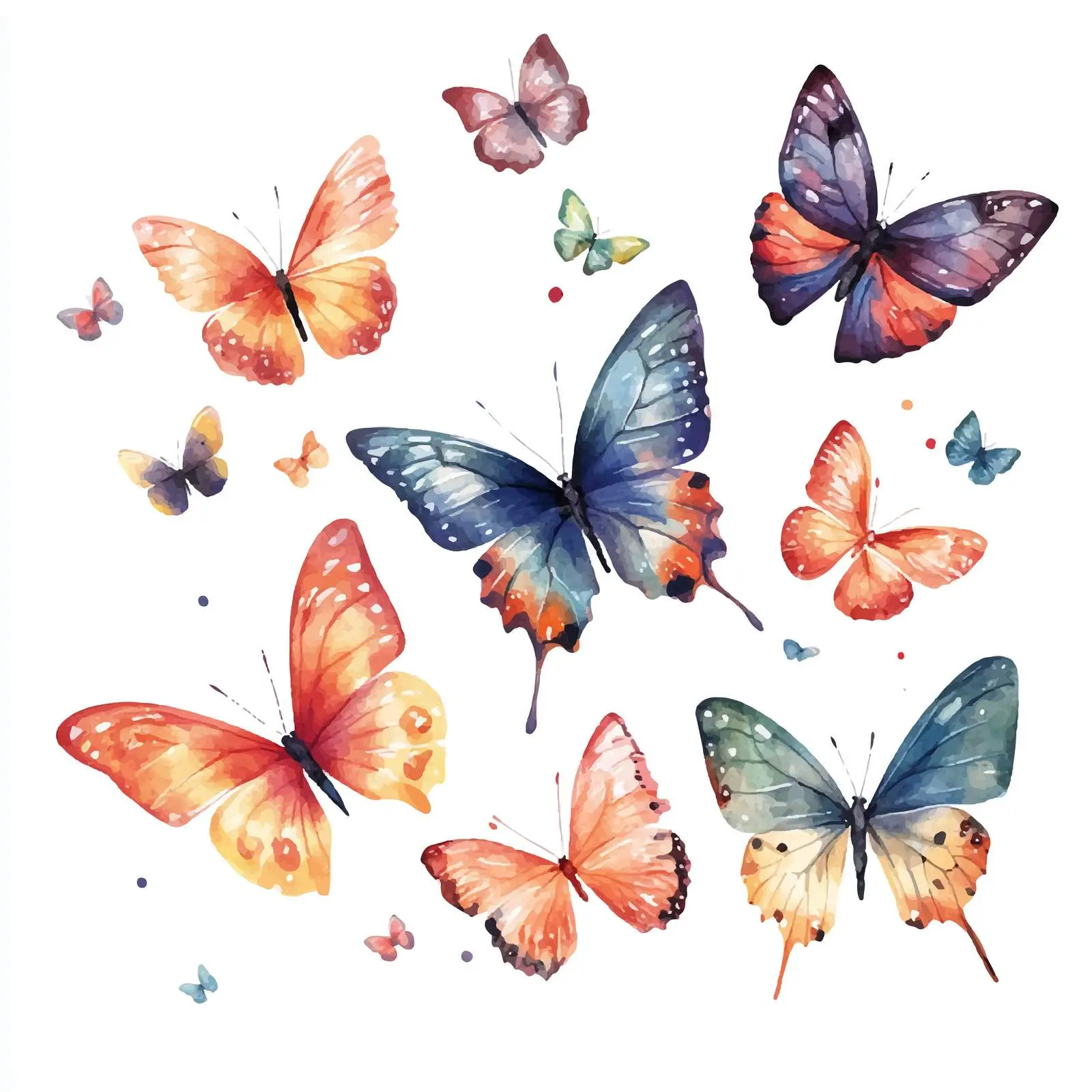 Watercolor Butterflies Isolated on White Background — free download from Dotvec