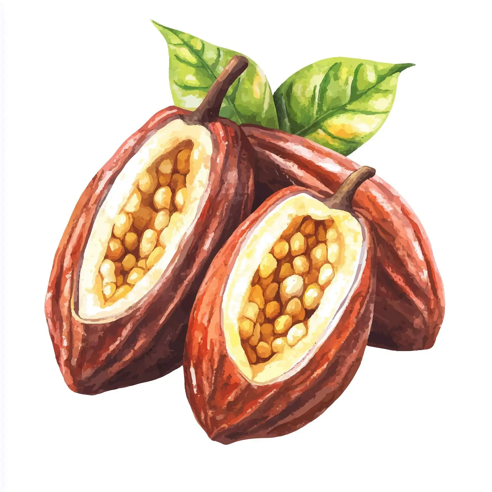 Watercolor Cocoa Pods Illustration on White Background — free download from Dotvec
