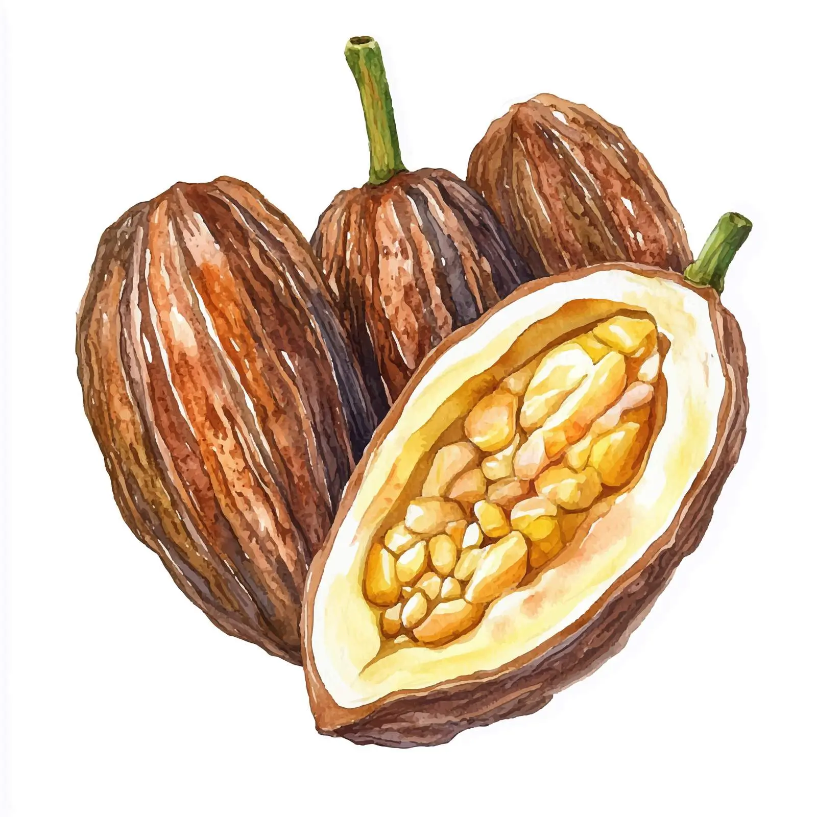 Cacao Cocoa Pods Watercolor Illustration — free download from Dotvec