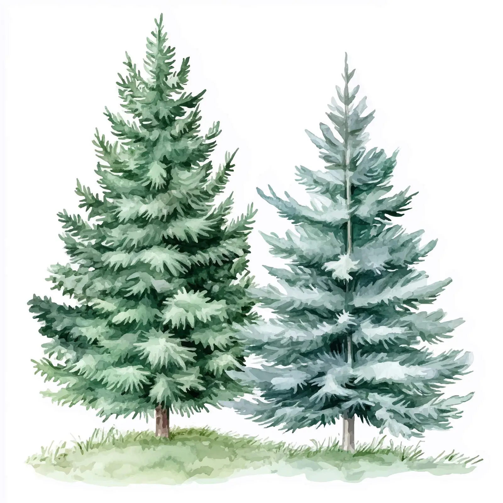 Watercolor Christmas Green Trees and Holiday Decor — free download from Dotvec