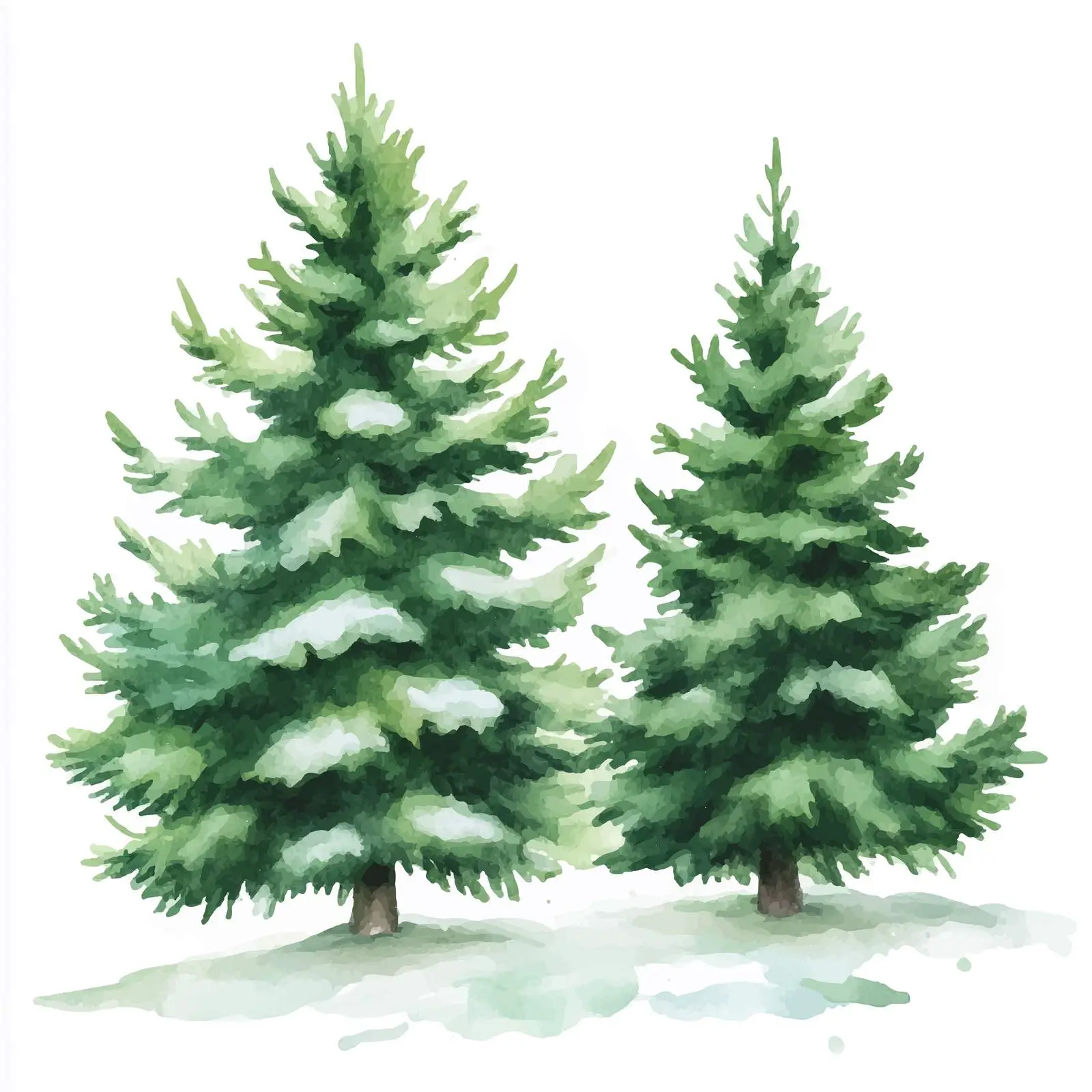Watercolor Christmas Spruce and Holiday Trees — free download from Dotvec