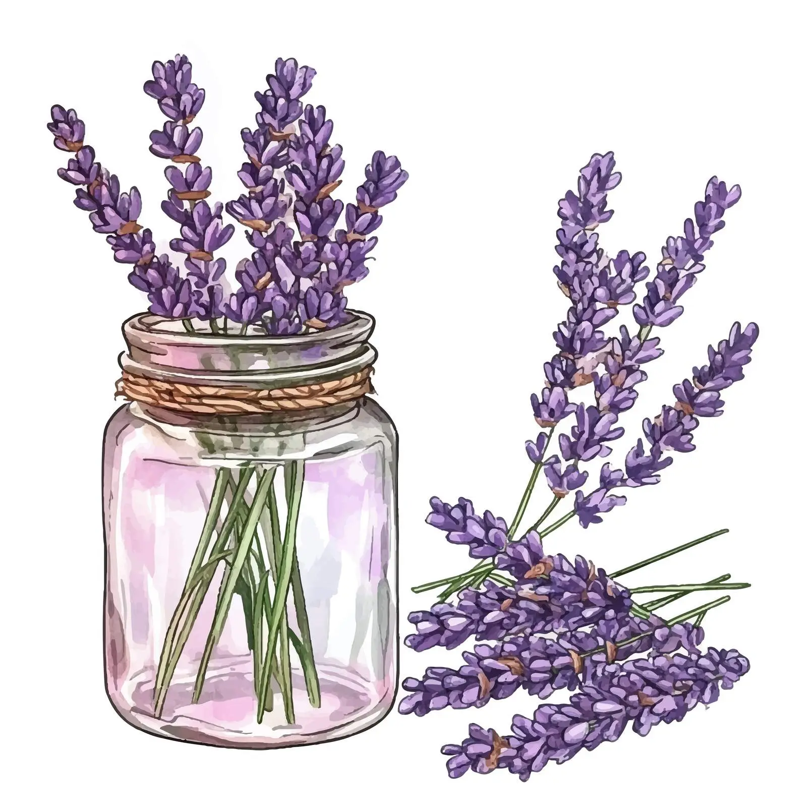 Hand-Drawn Pink Lavender Flower Watercolor Sketch — free download from Dotvec