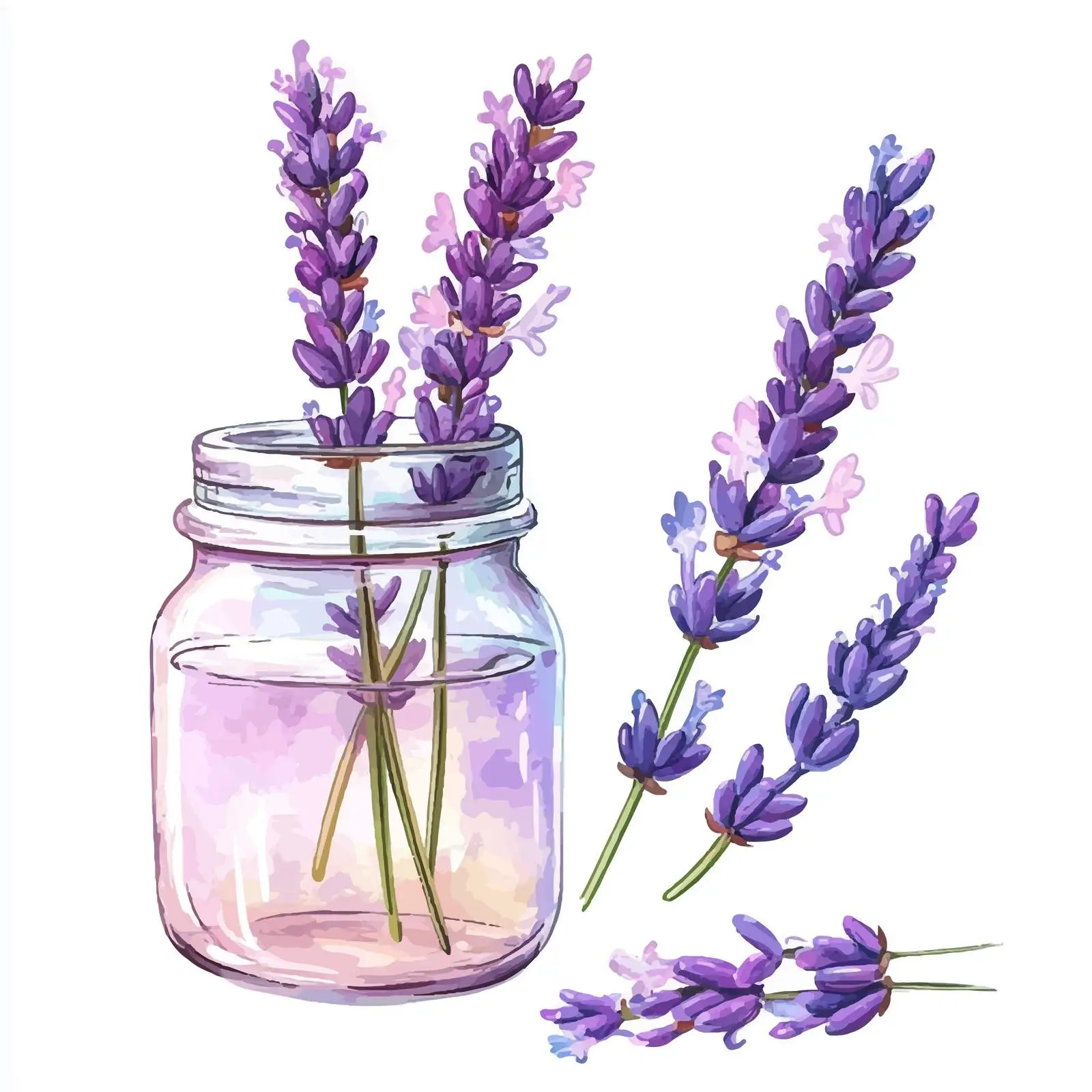 Hand-Drawn Pink Lavender Flower Watercolor Sketch — free download from Dotvec