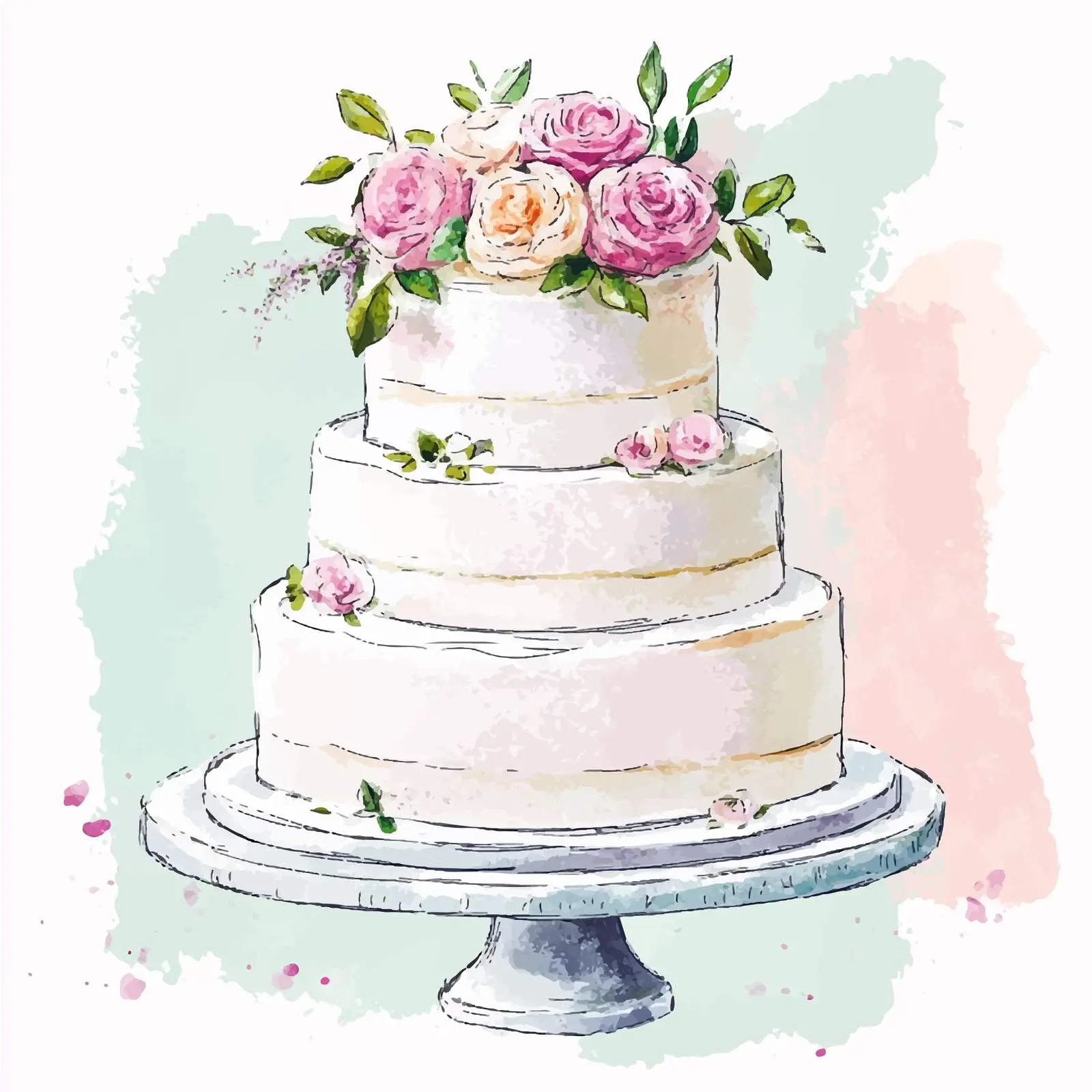 Colorful Hand-Drawn Wedding Cake Sketch — free download from Dotvec