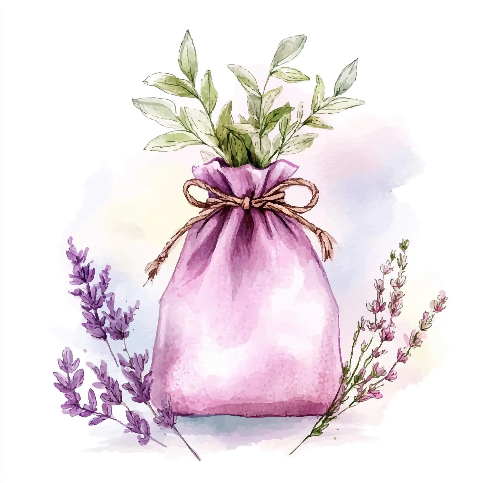 Colorful Hand-Drawn Watercolor Pink Purple Bag — free download from Dotvec