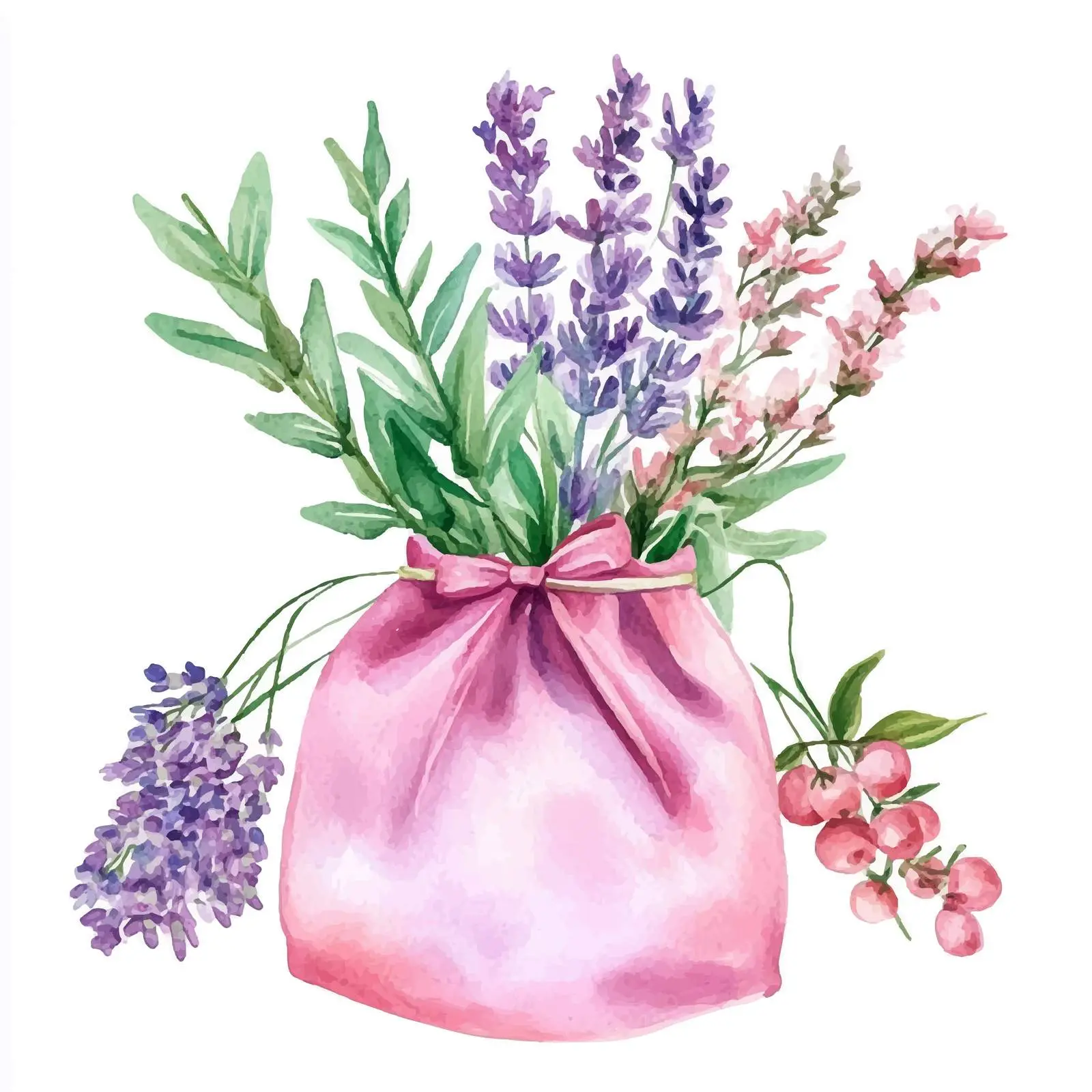 Hand-drawn Watercolor Pink Purple Bag Vector — free download from Dotvec
