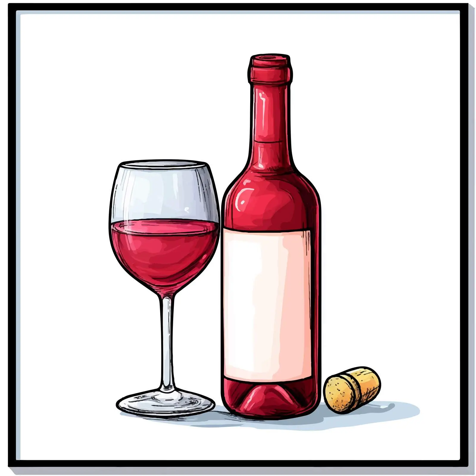 Hand-Drawn Red Wine Bottle Watercolor Art — free download from Dotvec