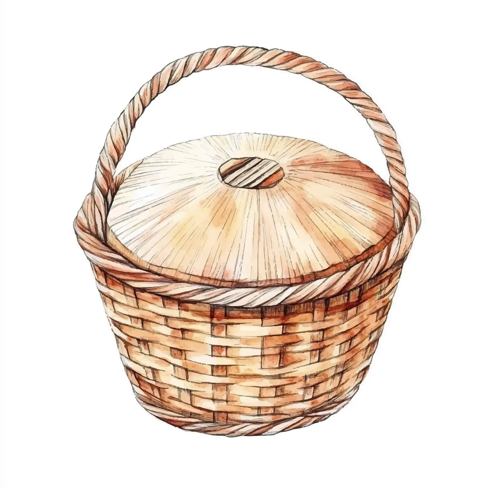 Colorful Hand-Drawn Round Basket Watercolor Sketch — free download from Dotvec