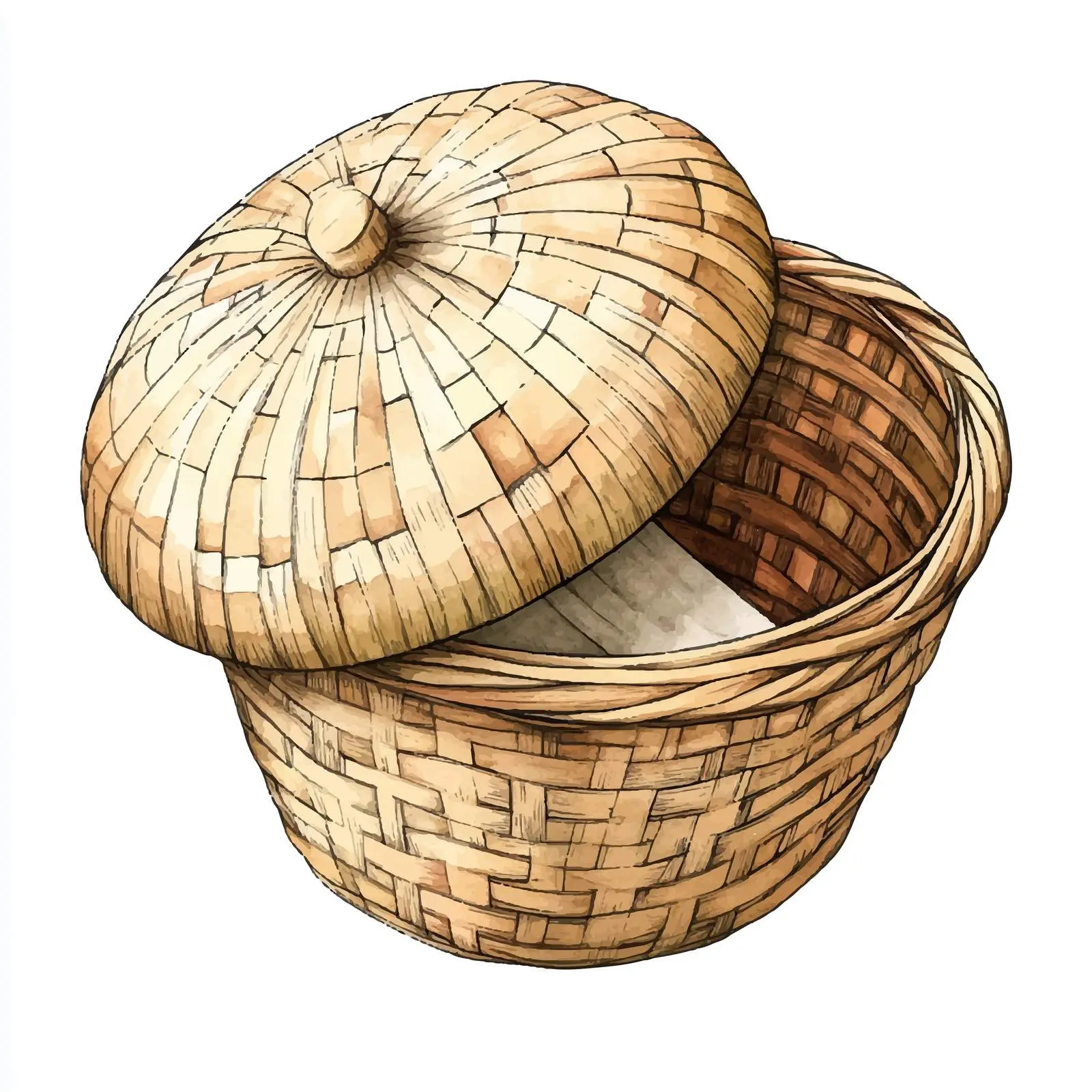 Colorful Hand-Drawn Watercolor Basket Sketch — free download from Dotvec