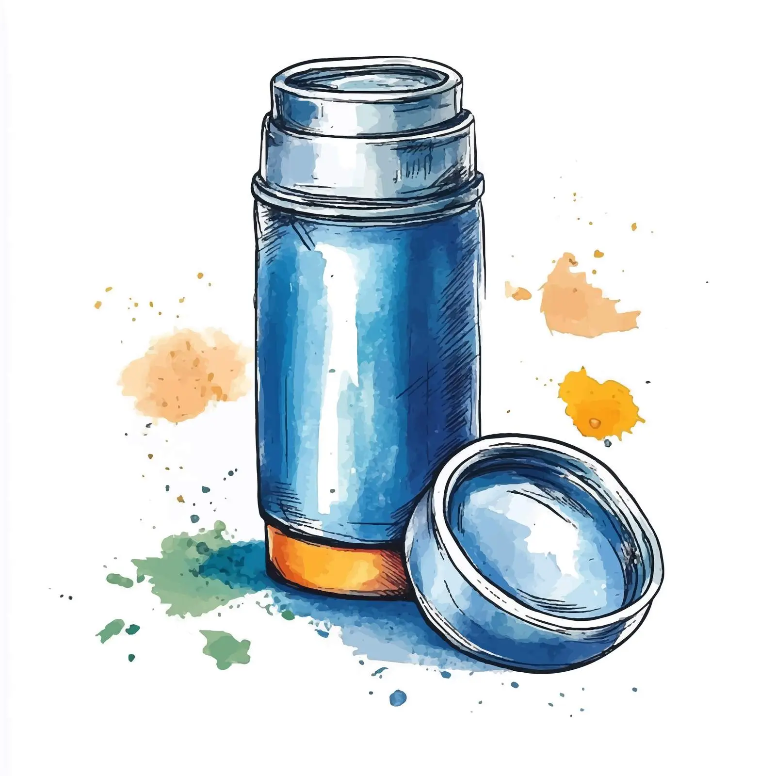 Colorful Hand-Drawn Thermos and Lid Sketch — free download from Dotvec