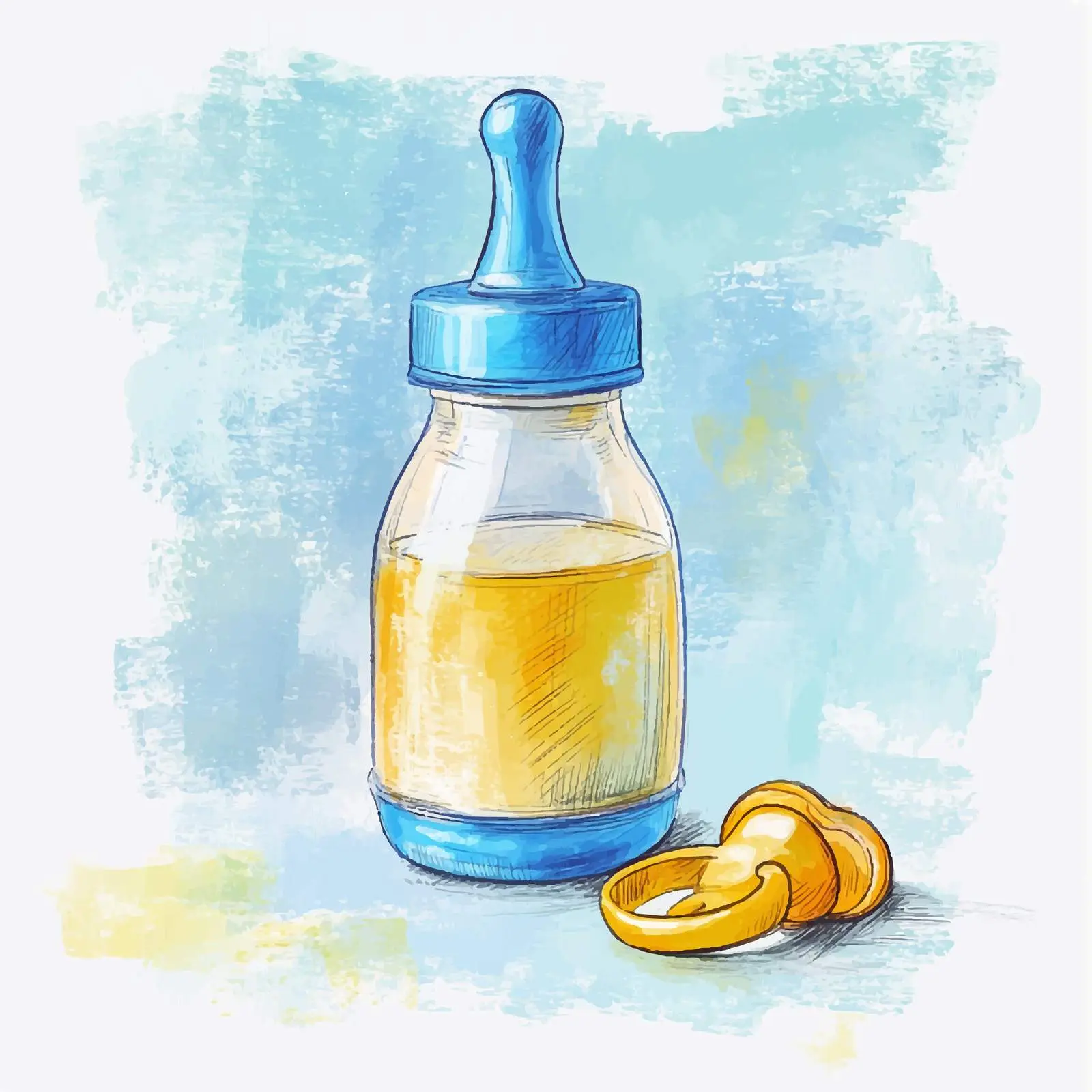 Colorful Hand-Drawn Baby Milk Bottle Sketch — free download from Dotvec