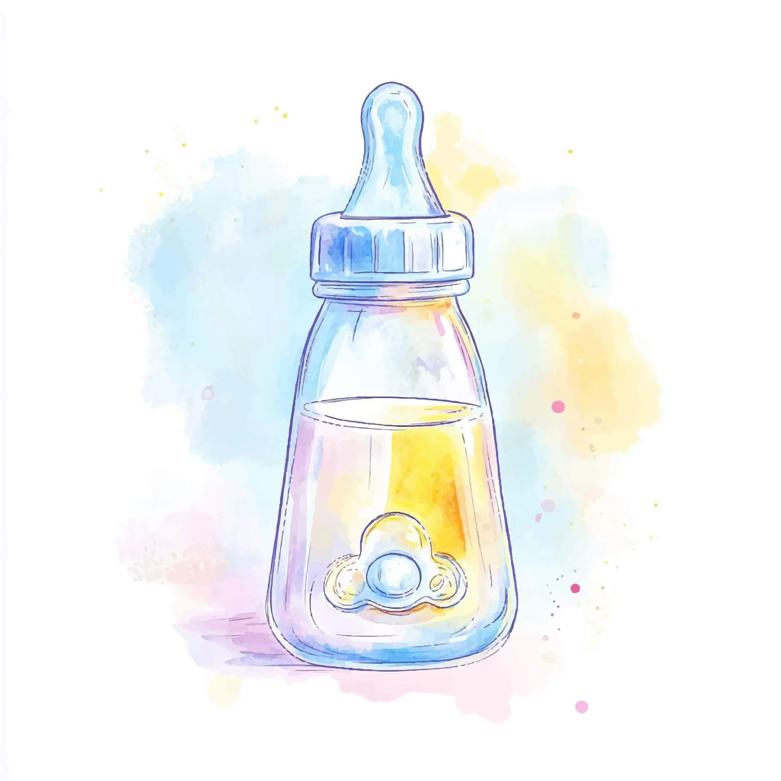 Colorful Hand-Drawn Baby Milk Bottle Sketch — free download from Dotvec