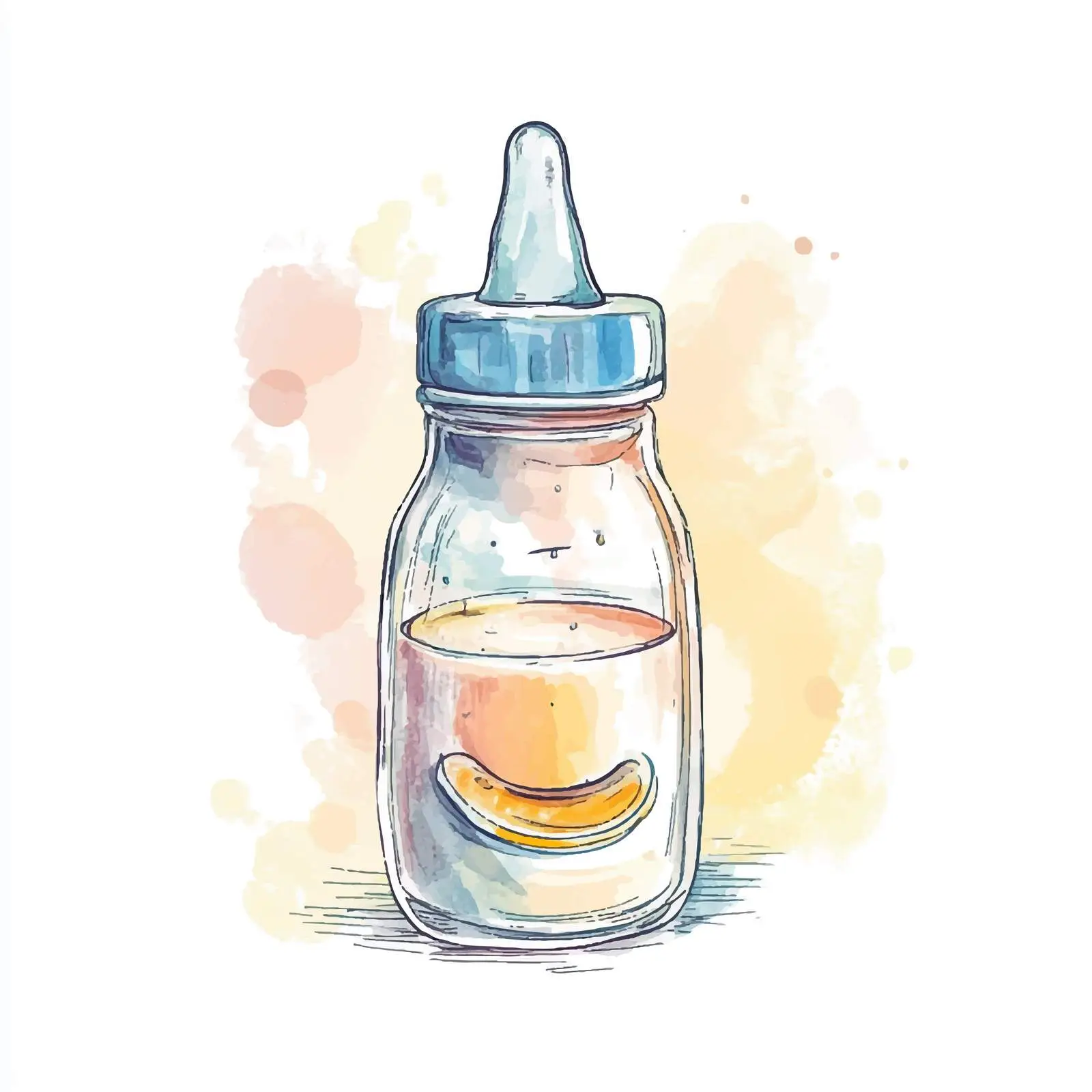 Hand-Drawn Watercolor Baby Milk Bottle Sketch – free milestones image from Dotvec