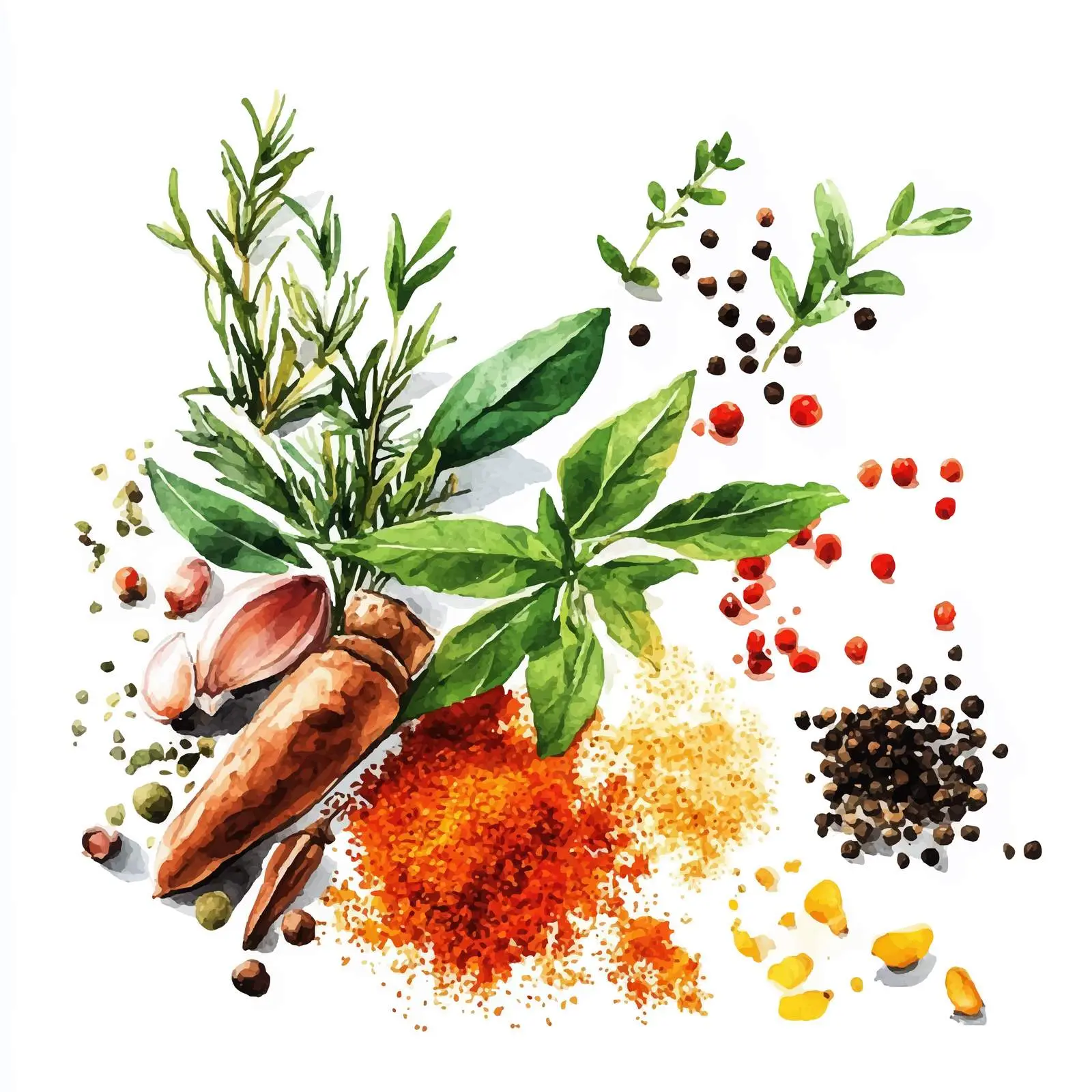 Hand-Drawn Watercolor Badian Herb Sketch — free download from Dotvec