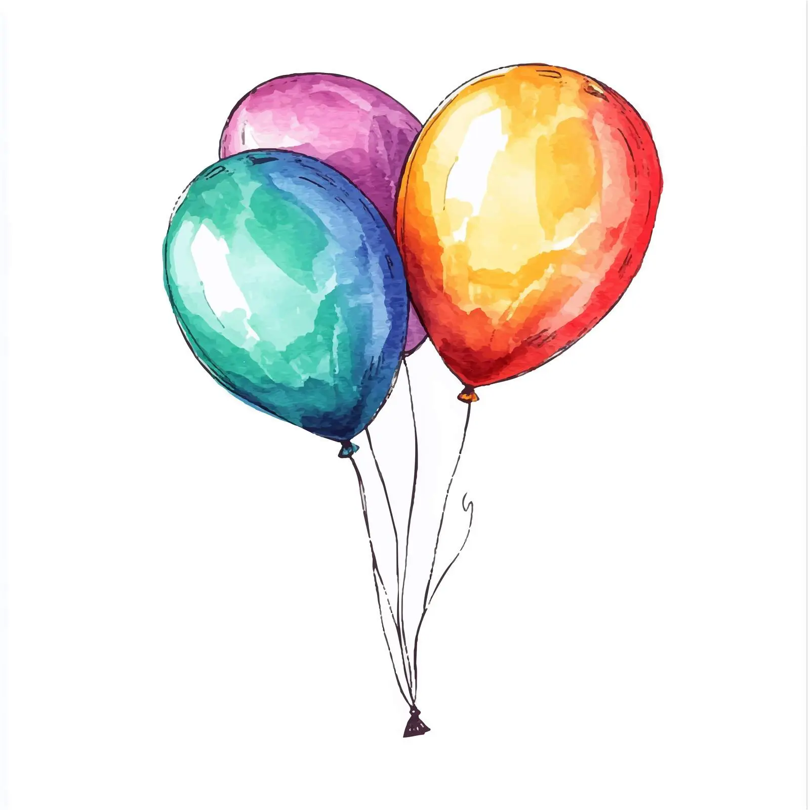 Colorful Hand-Drawn Watercolor Balloons for Weddings — free download from Dotvec