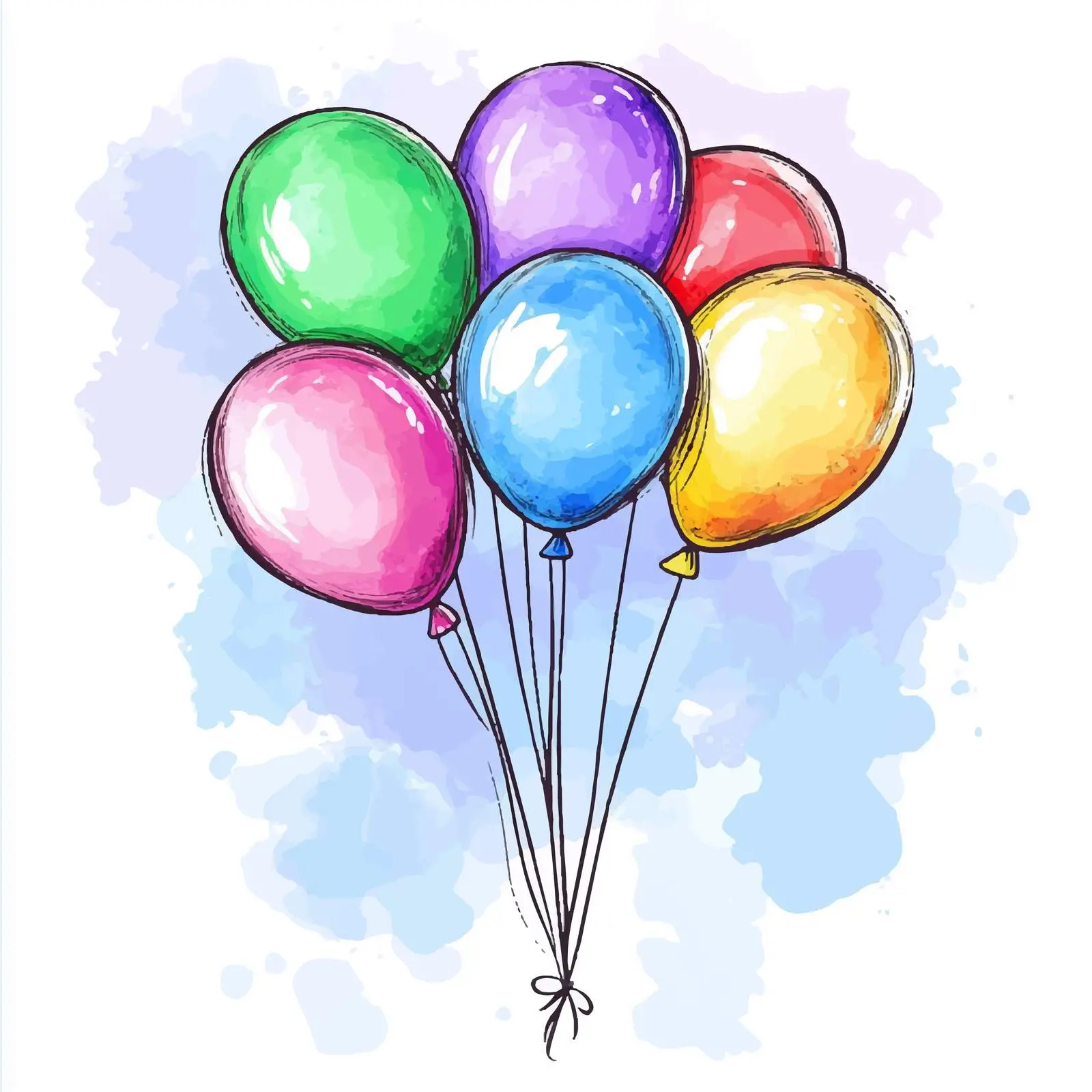 Colorful Watercolor Hand-Drawn Balloons for Weddings — free download from Dotvec