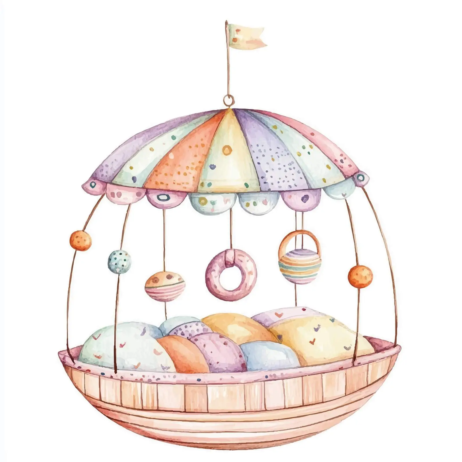 Colorful Watercolor Hand-Drawn Bed Carousel — free download from Dotvec