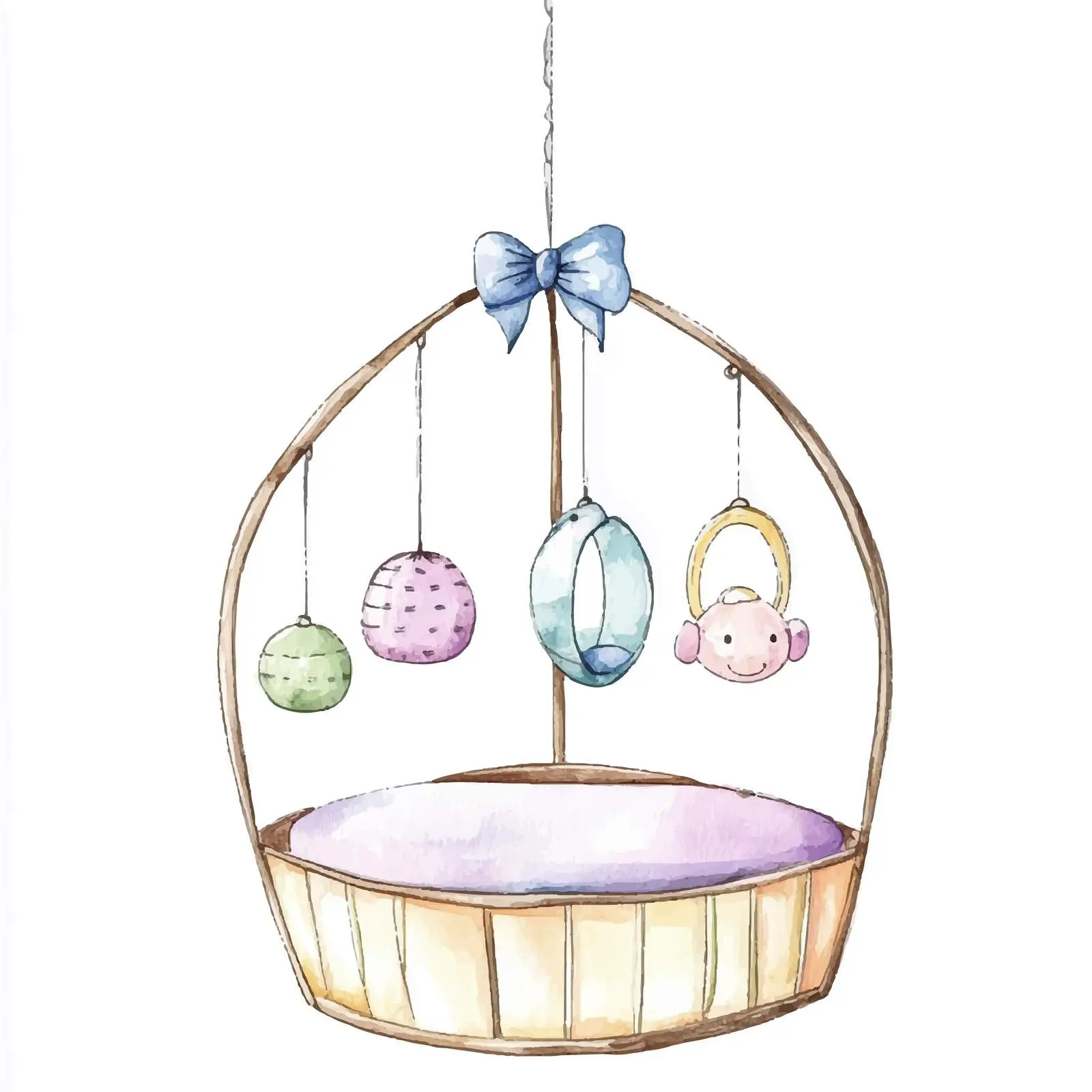 Colorful Hand-Drawn Watercolor Bed Carousel — free download from Dotvec