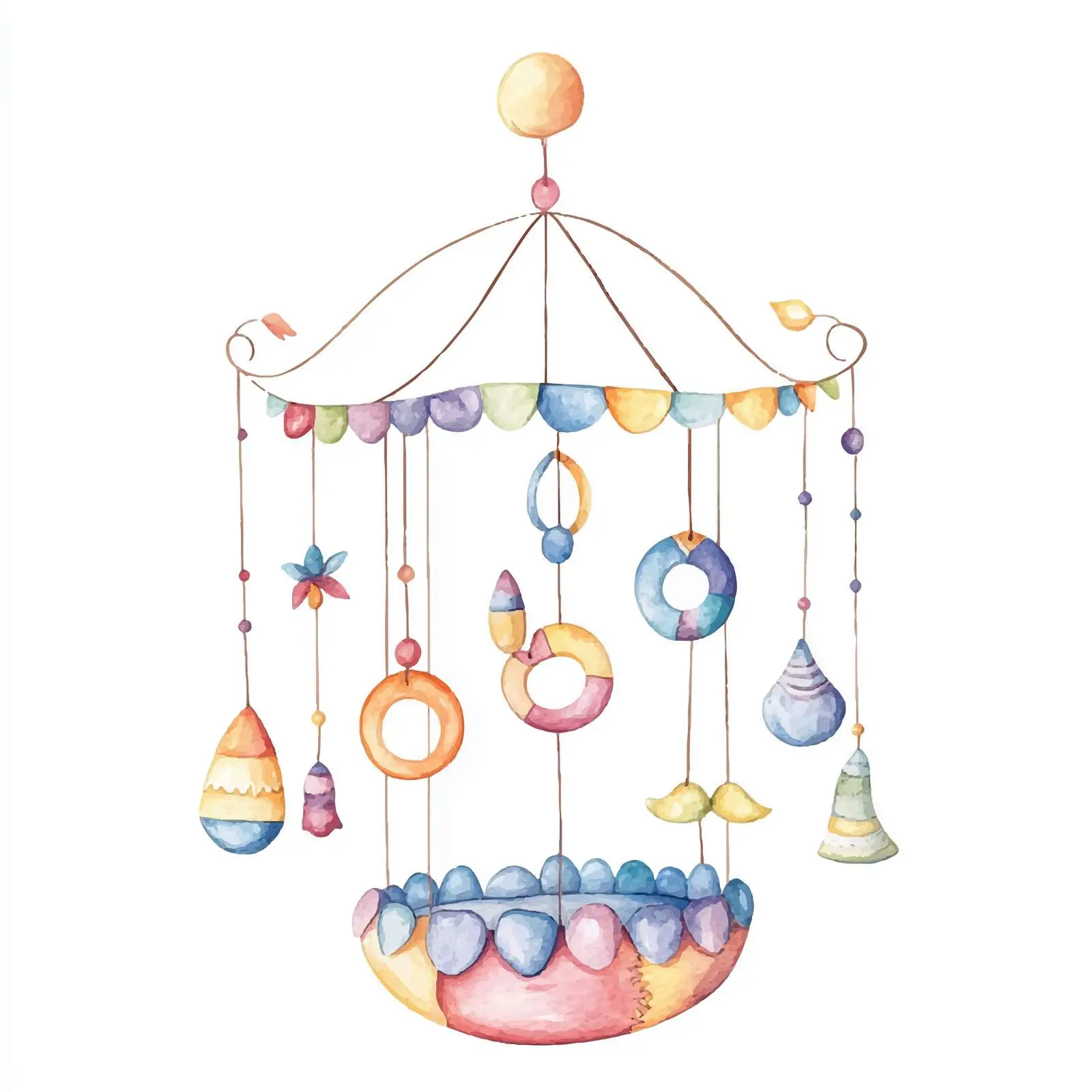 Colorful Watercolor Carousel Bed Illustration — free download from Dotvec