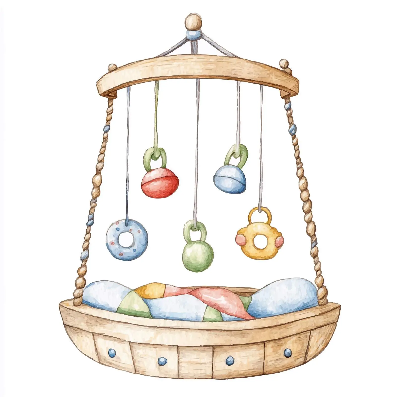 Colorful Watercolor Bed Carousel Sketch — free download from Dotvec