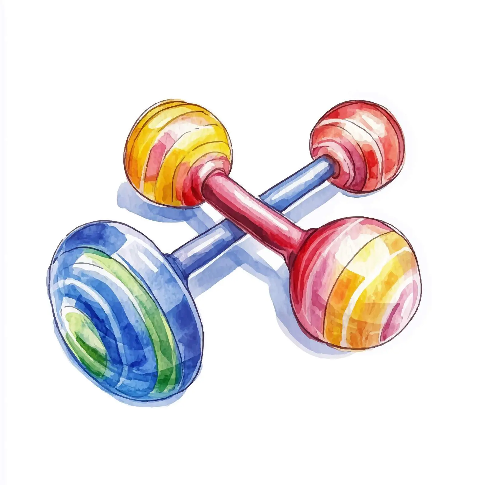 Colorful Hand-Drawn Watercolor Baby Rattles — free download from Dotvec