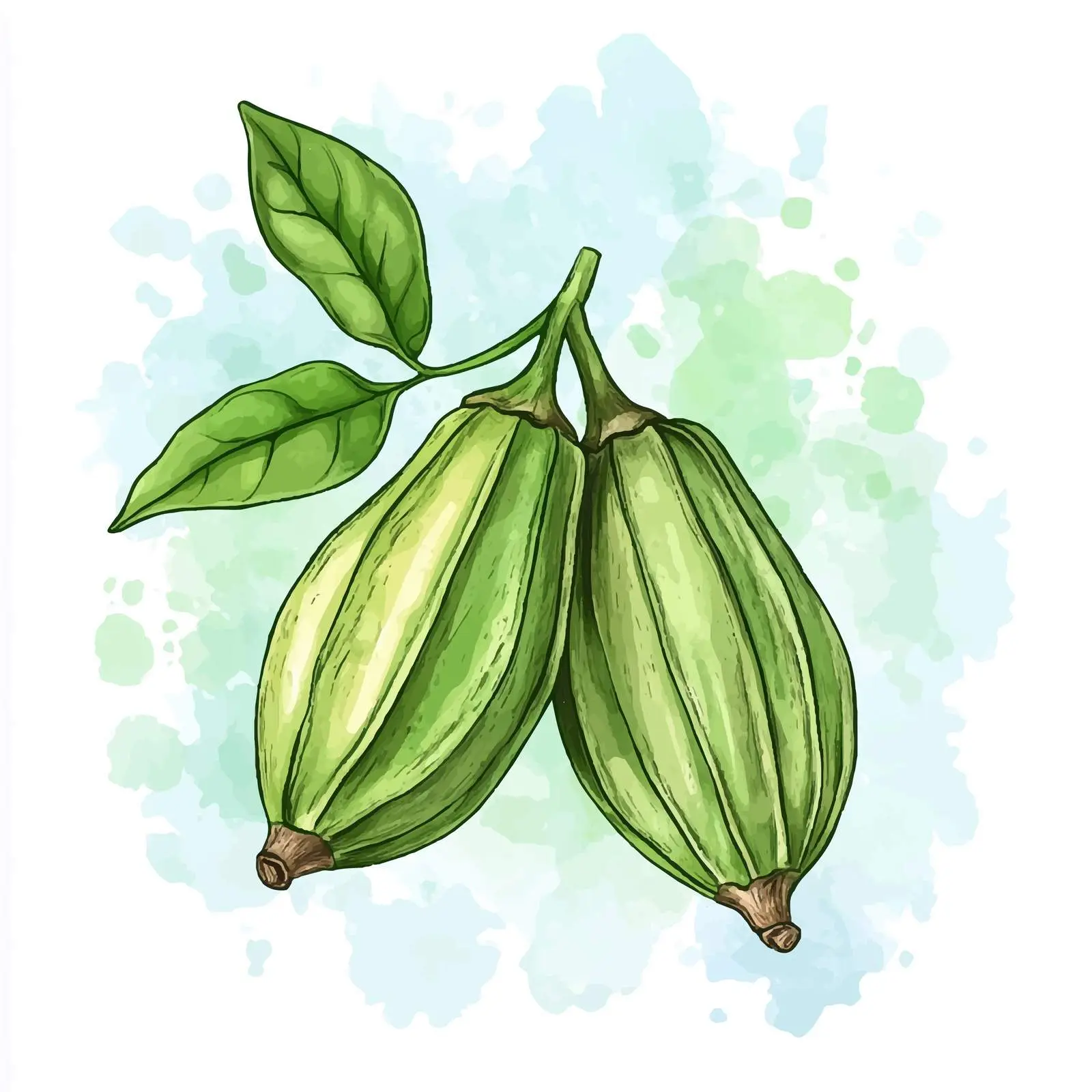 Colorful Hand-Drawn Watercolor Cardamom Sketch — free download from Dotvec