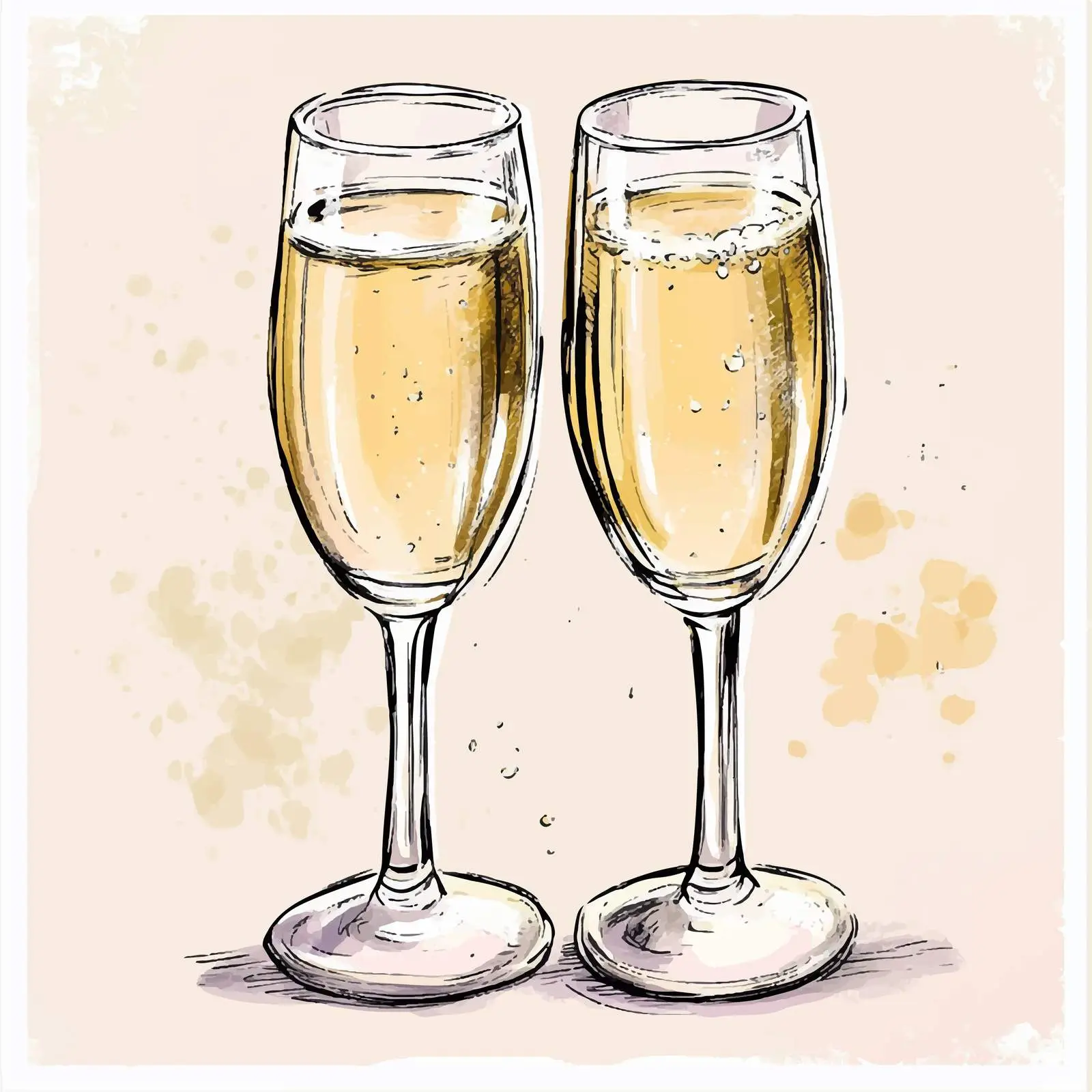 Colorful Hand-Drawn Champagne Watercolor Sketch — free download from Dotvec