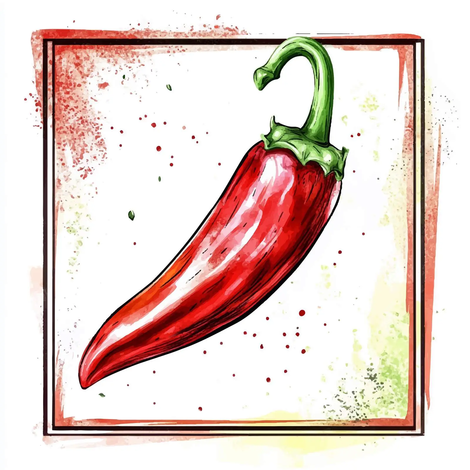 Colorful Hand-drawn Watercolor Chili Pepper Sketch — free download from Dotvec